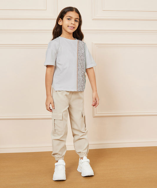 Aathichudi Tamil T-Shirt forGirls Oversized- Grey