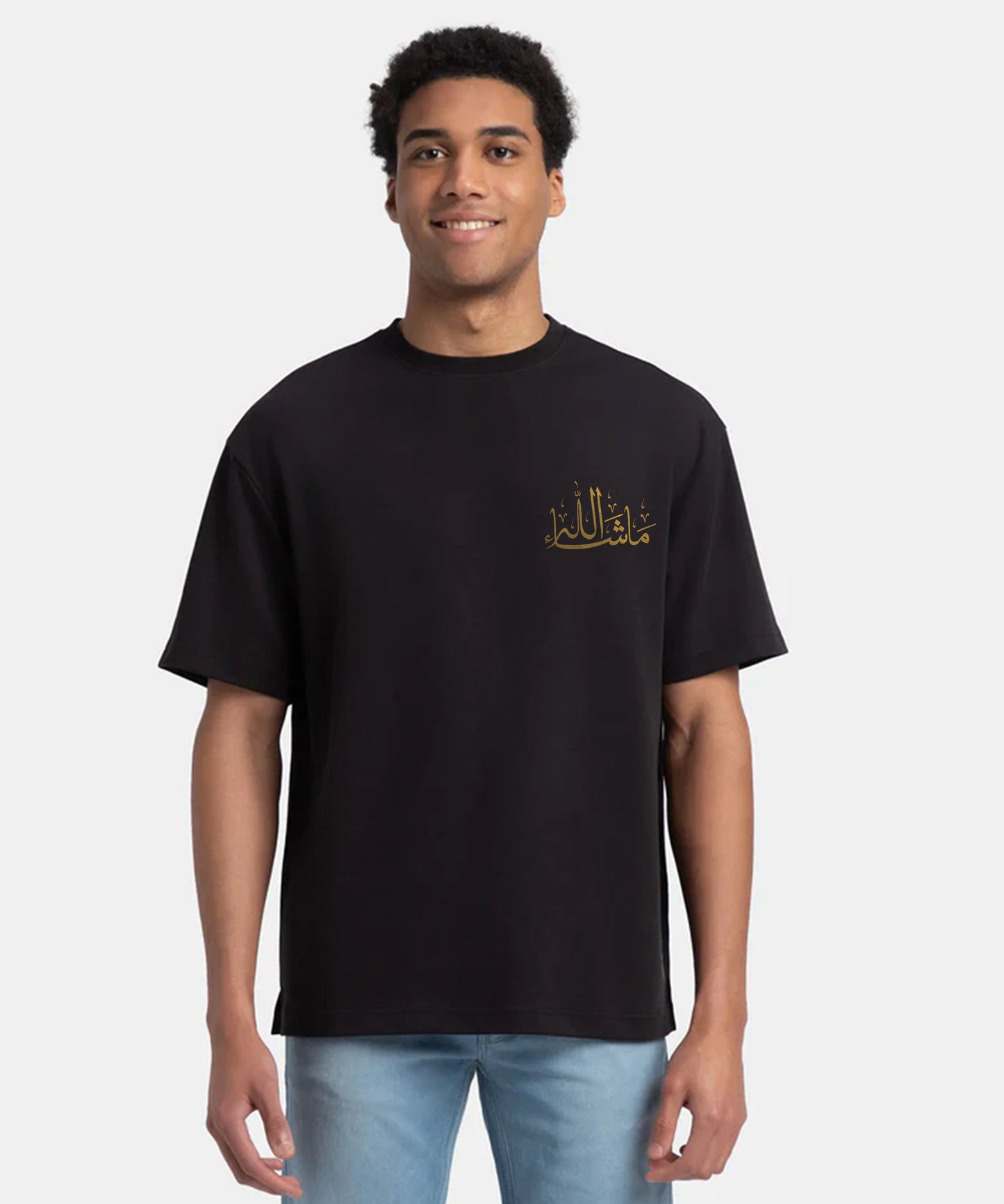 Men Ramzan Over Sized T-Shirt- Black