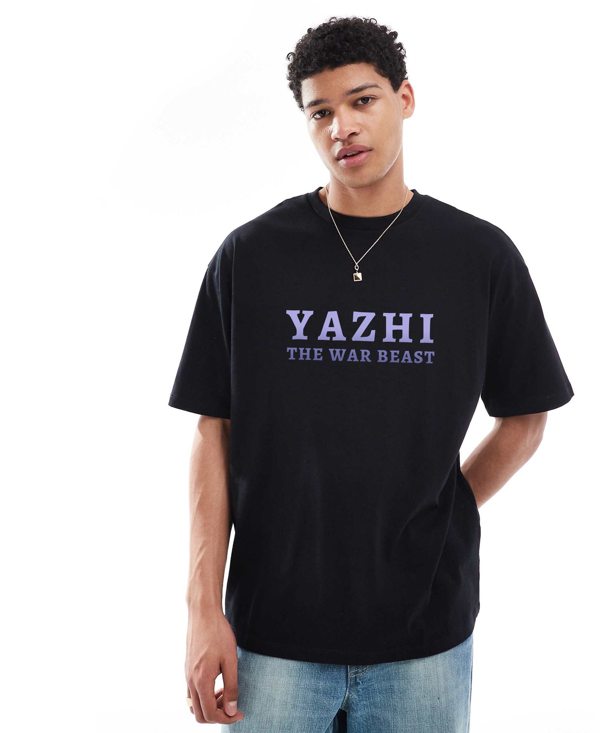 J&JP Yazhi The War Beast Men Oversized T-Shirt - Black