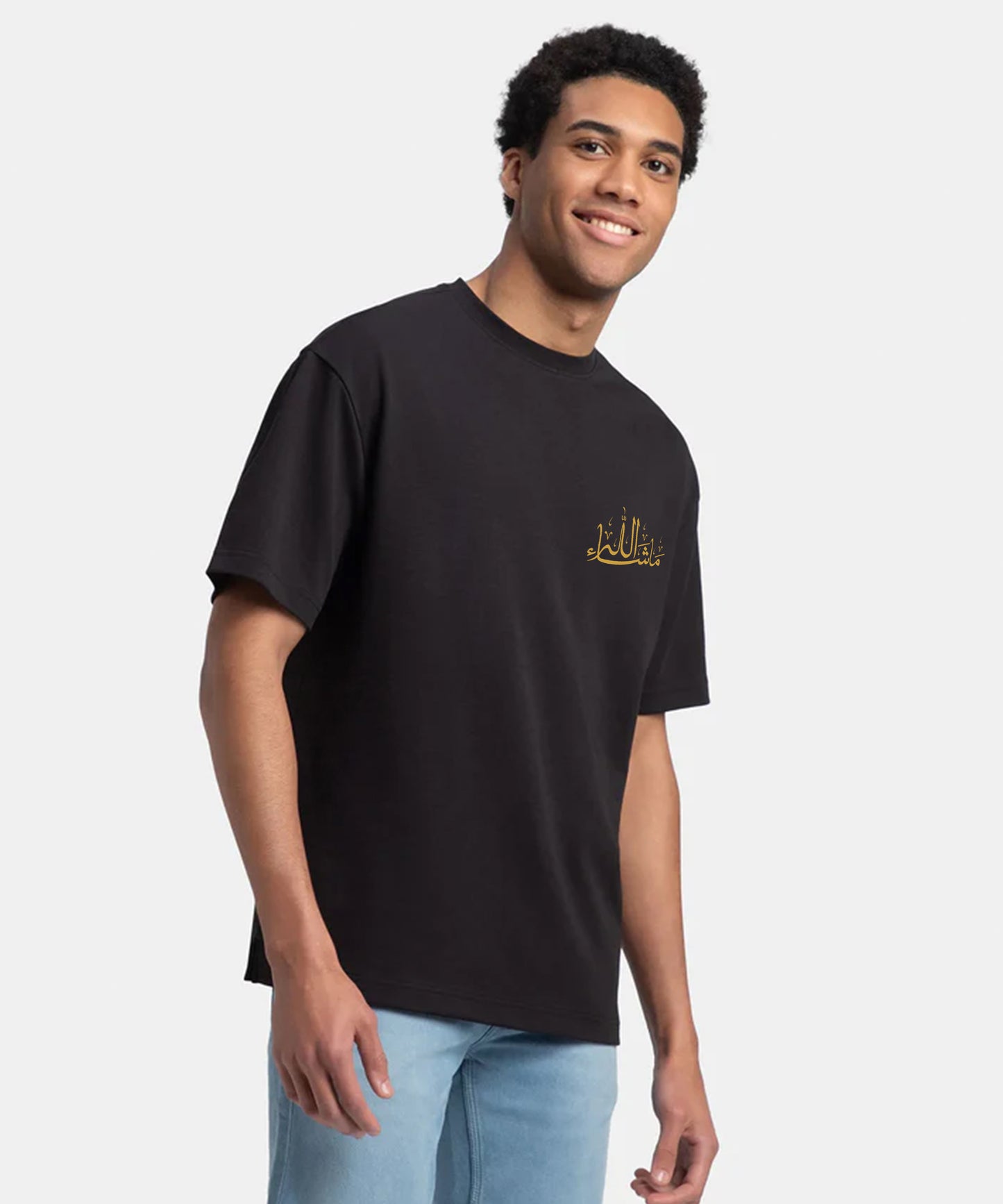 Men Ramzan Over Sized T-Shirt- Black