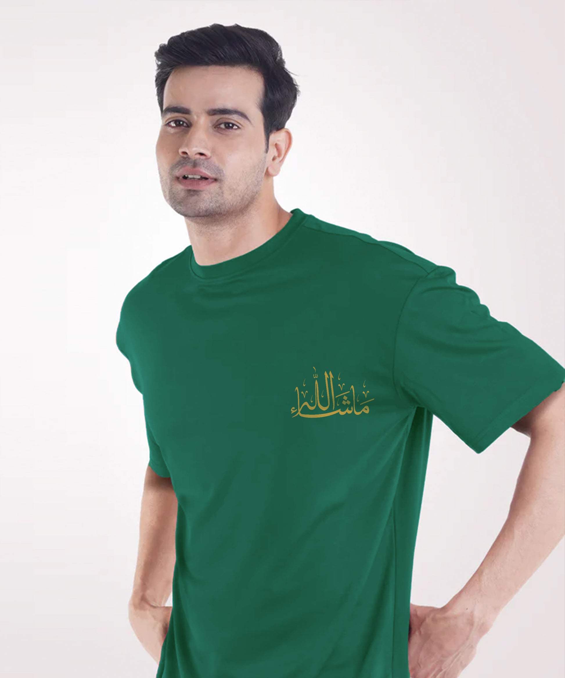 Men Ramzan Over Size T-Shirt- Green