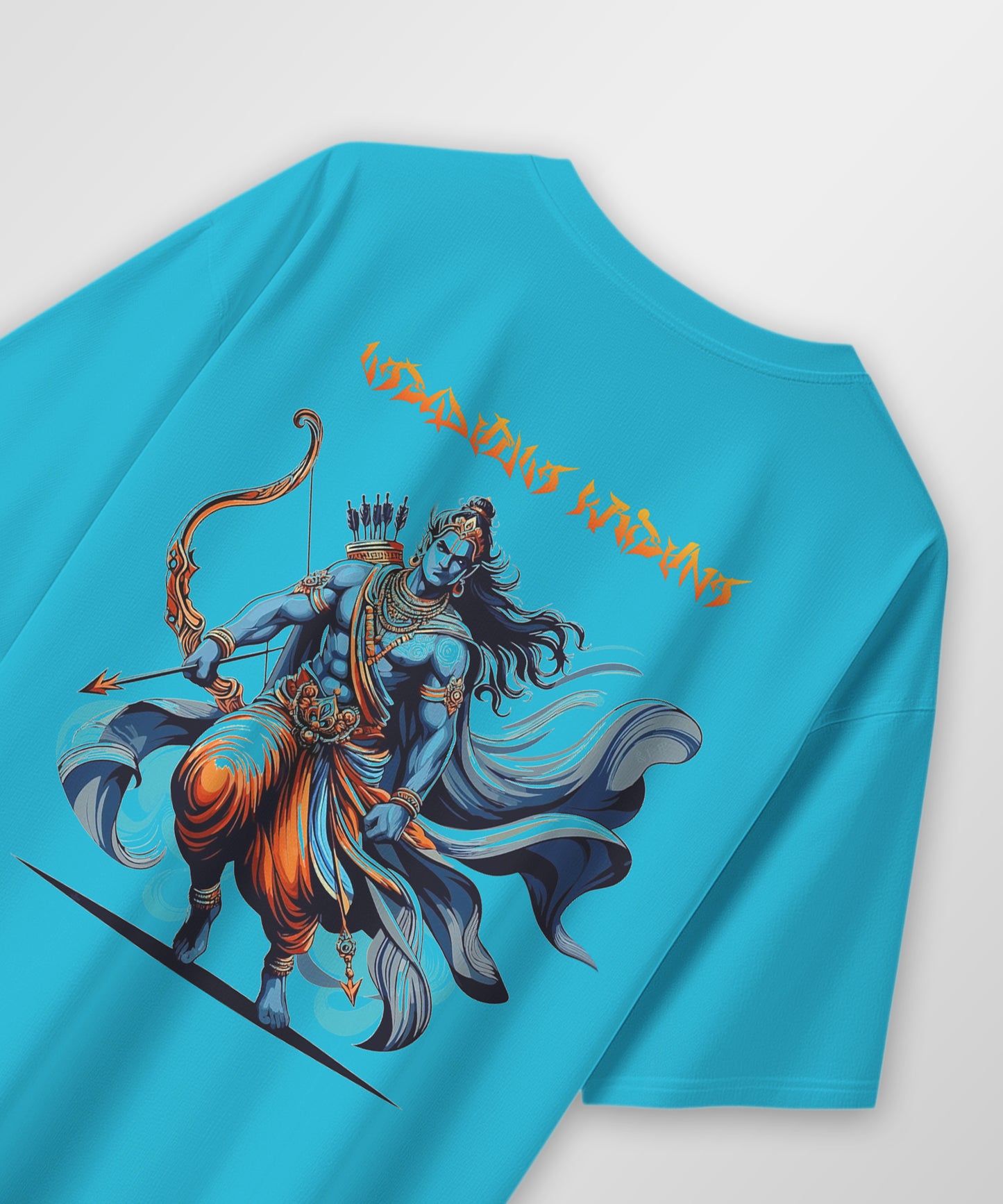 J&JP Men Oversized T-Shirt Krishna Printed- Blue