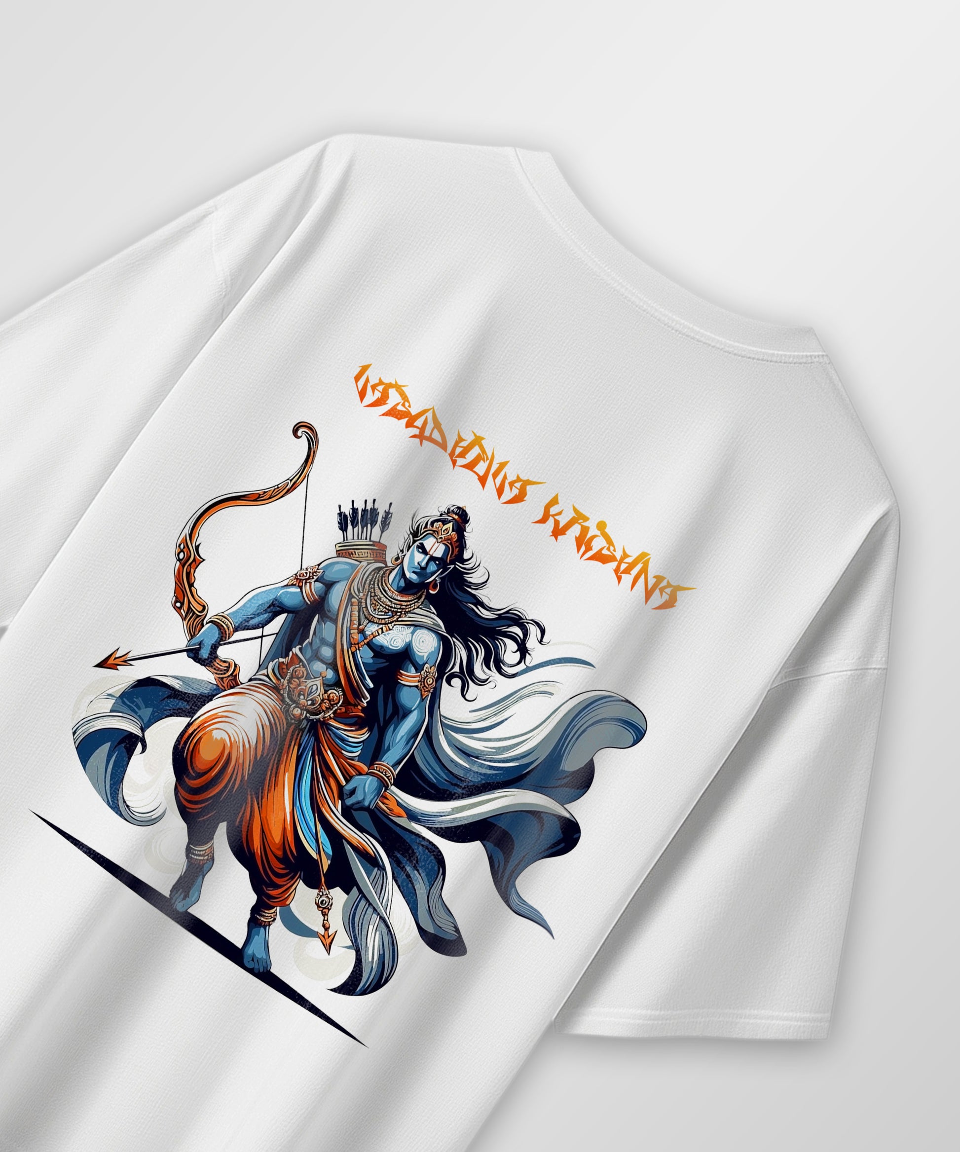 J&JP Men Oversized T-Shirt Krishna Printed- White