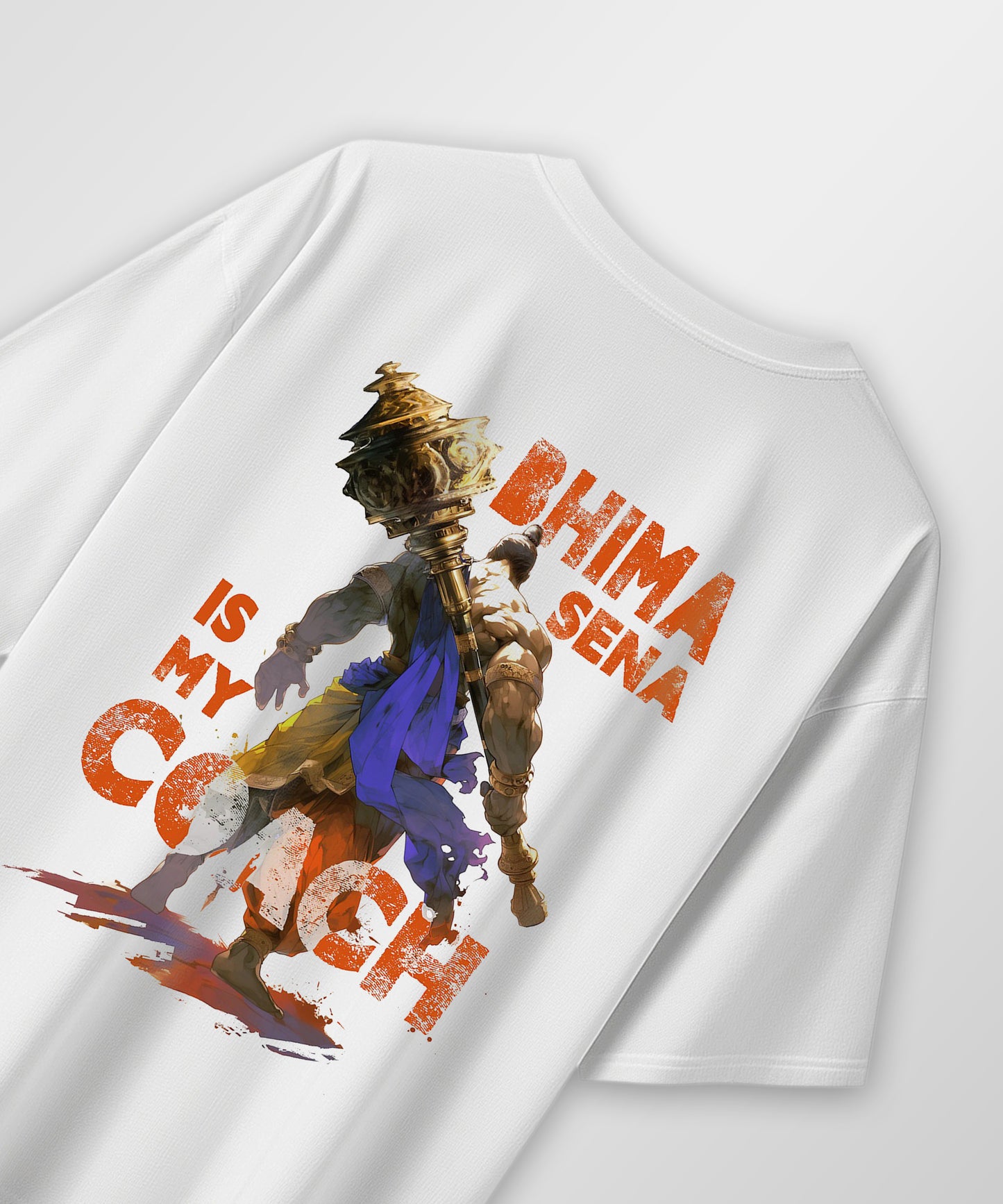 J&JP Men Oversized T-Shirt Bhima Sena Printed- White