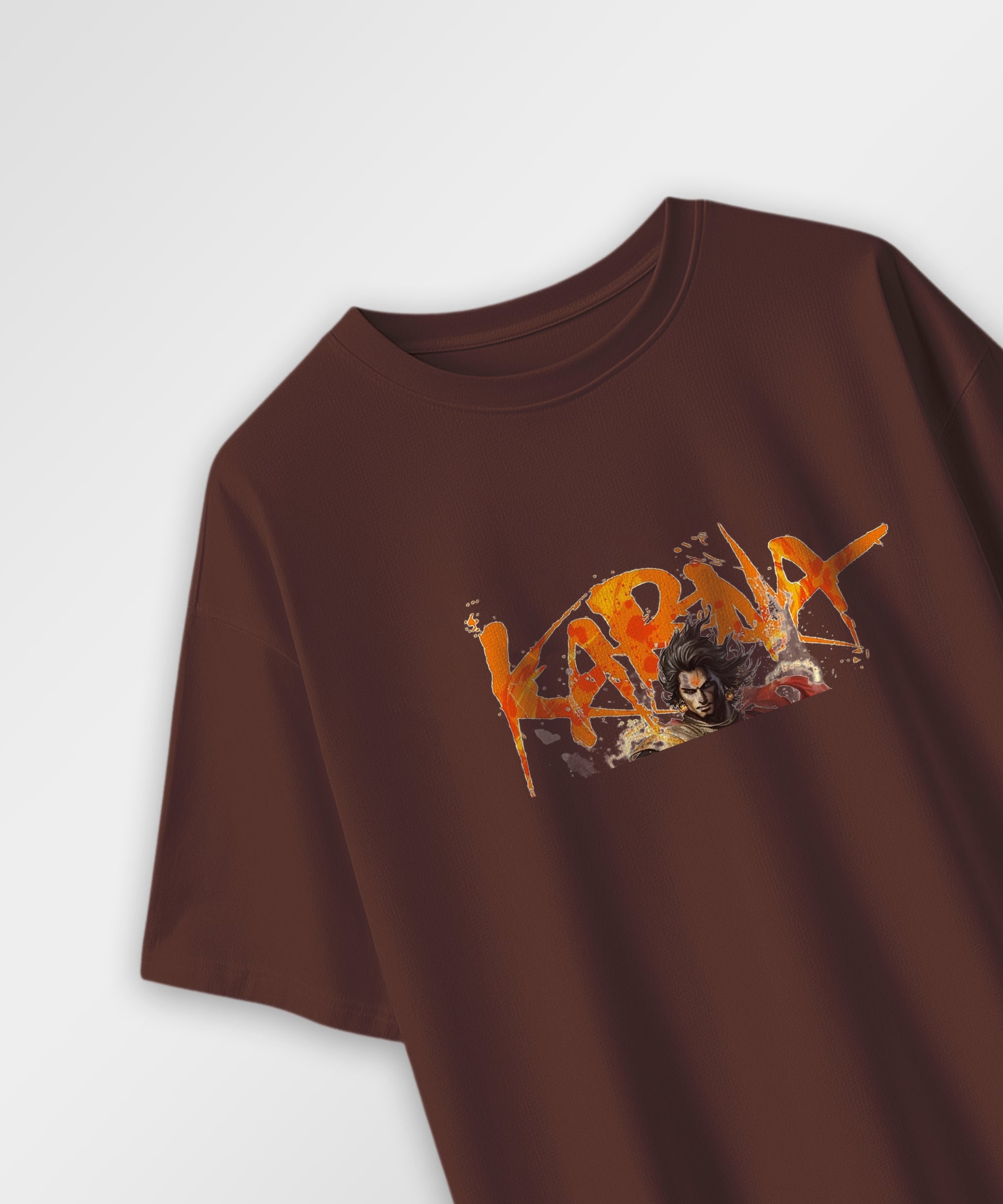 J&JP Men Oversized T-Shirt Karna Printed- Brown