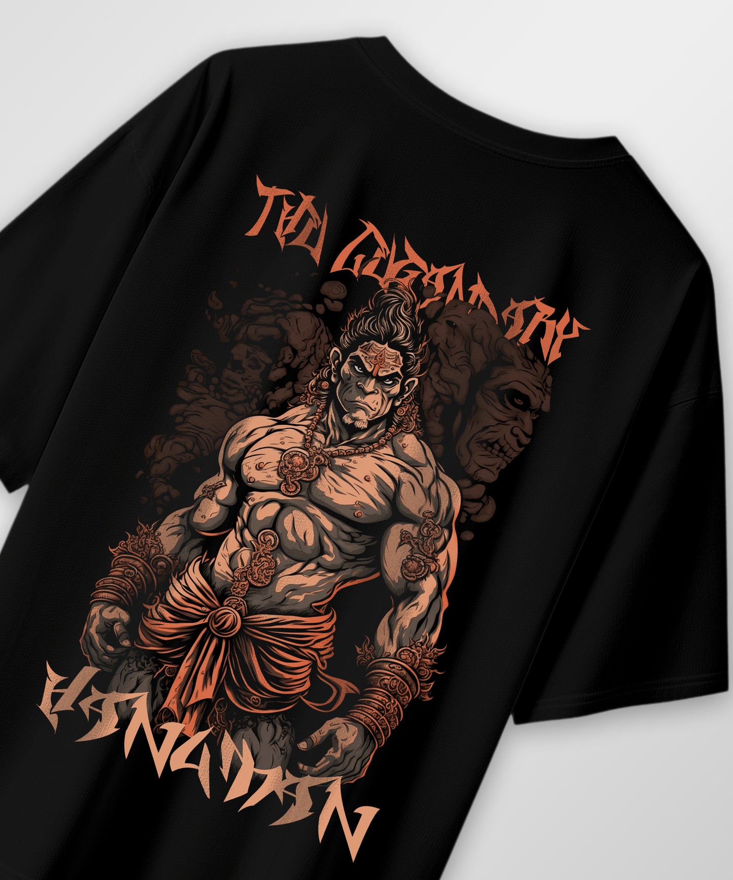 J&JP Men Oversized T-Shirt Hanuman Printed- Black