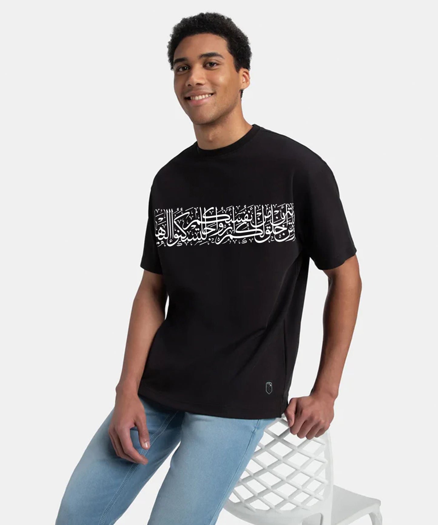 Men Ramzan Over Size T-Shirt- Black