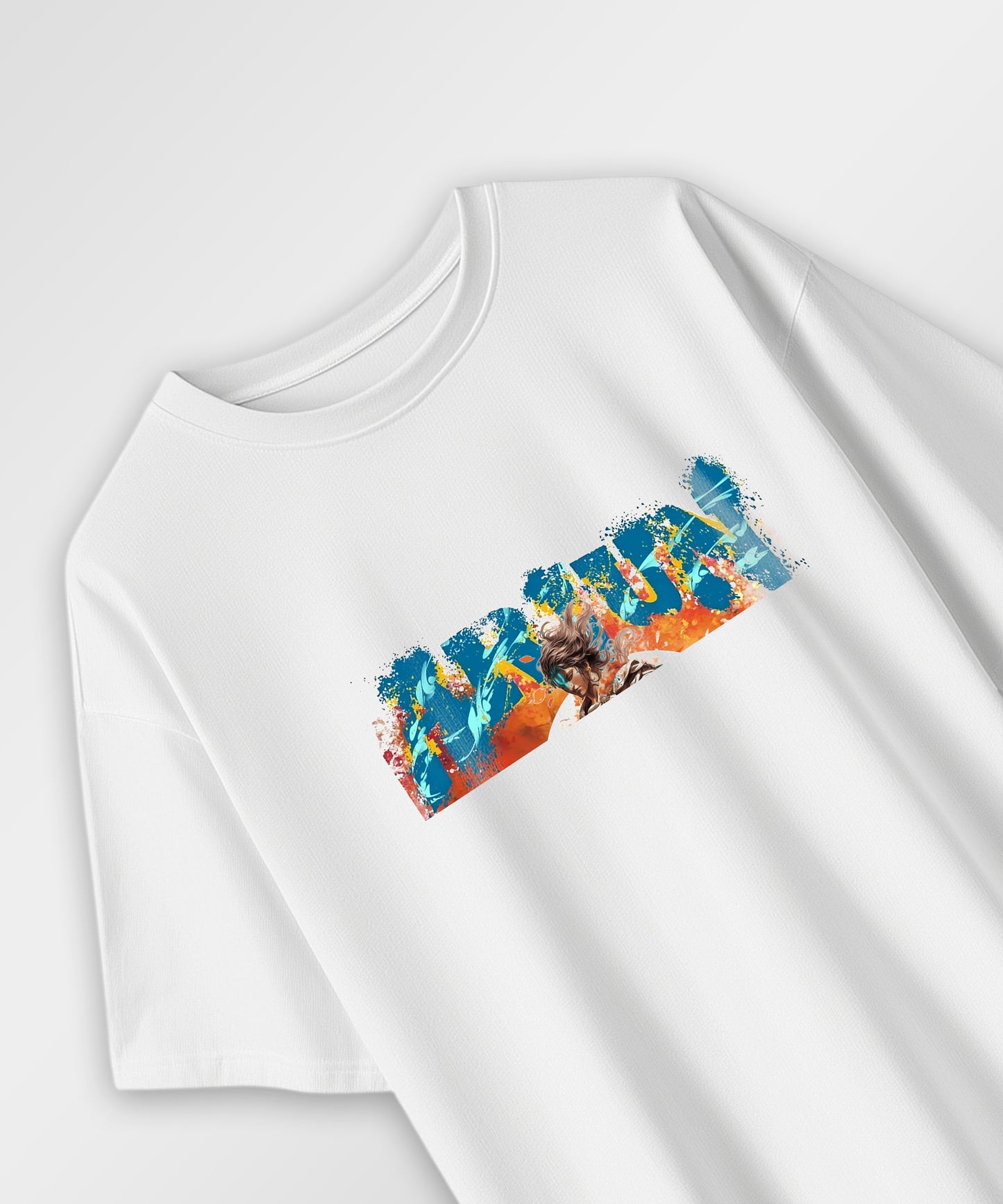 J&JP Men Oversized T-Shirt Arjun Printed- White