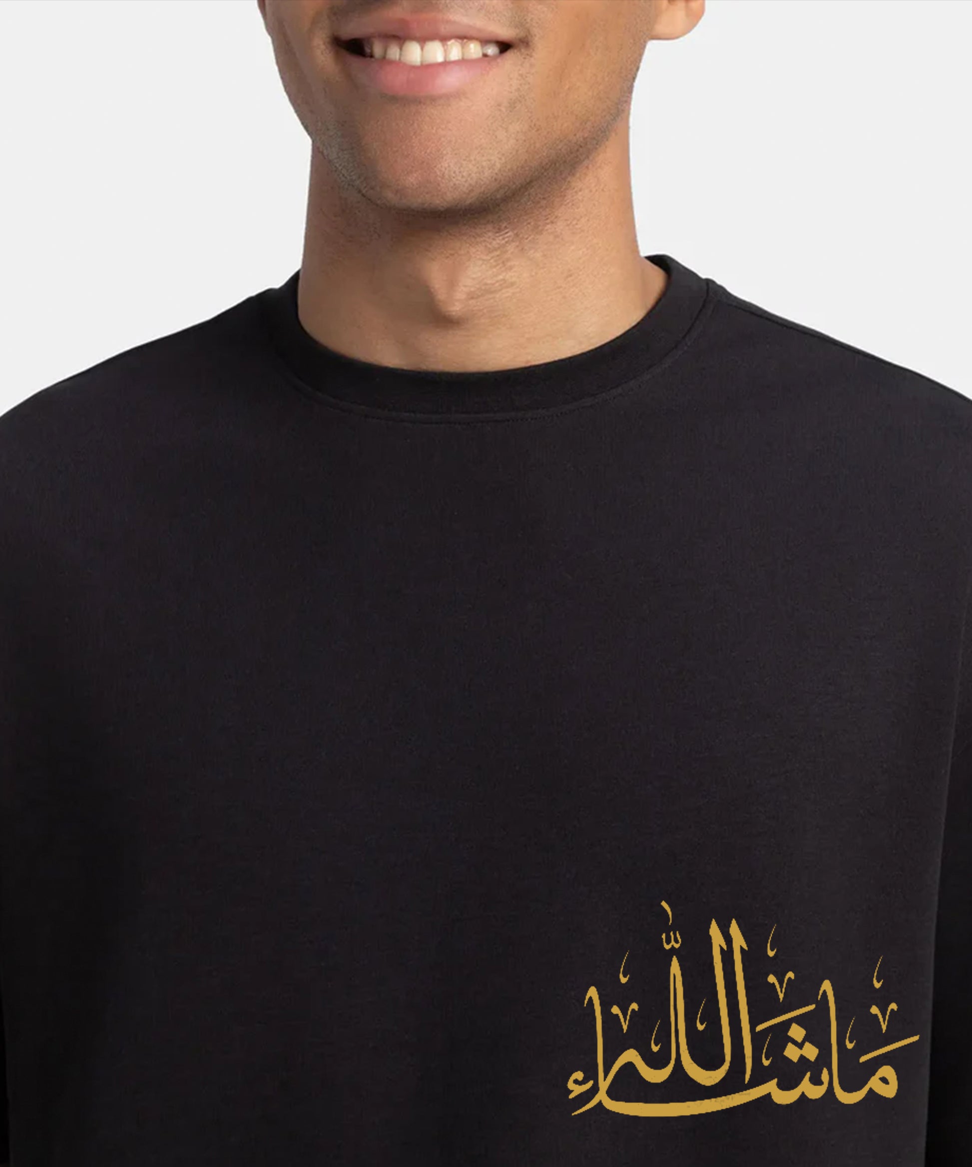 Men Ramzan Over Sized T-Shirt- Black