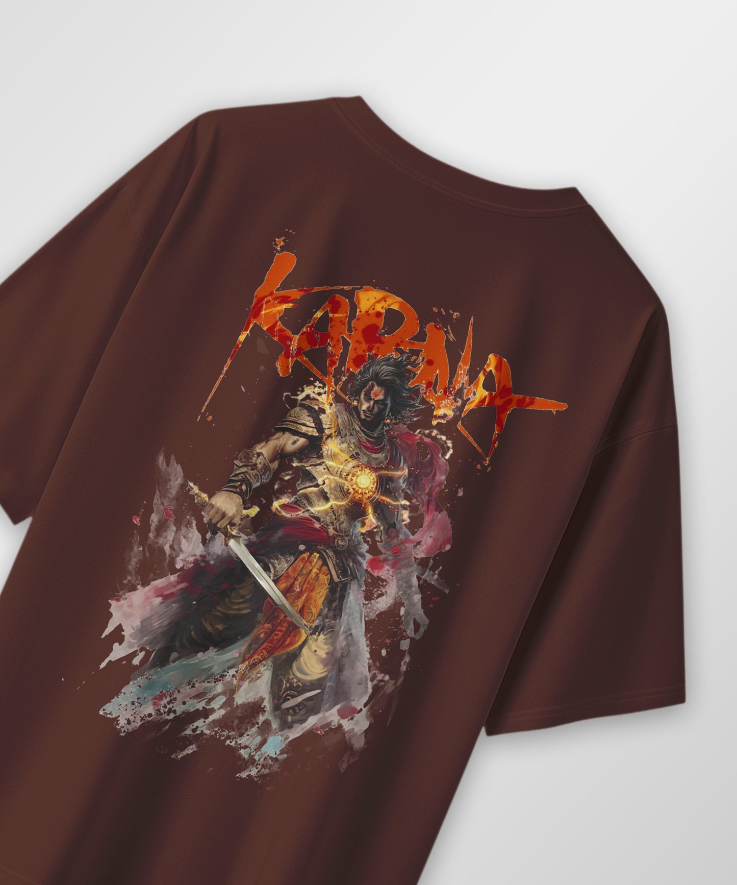 J&JP Men Oversized T-Shirt Karna Printed- Brown