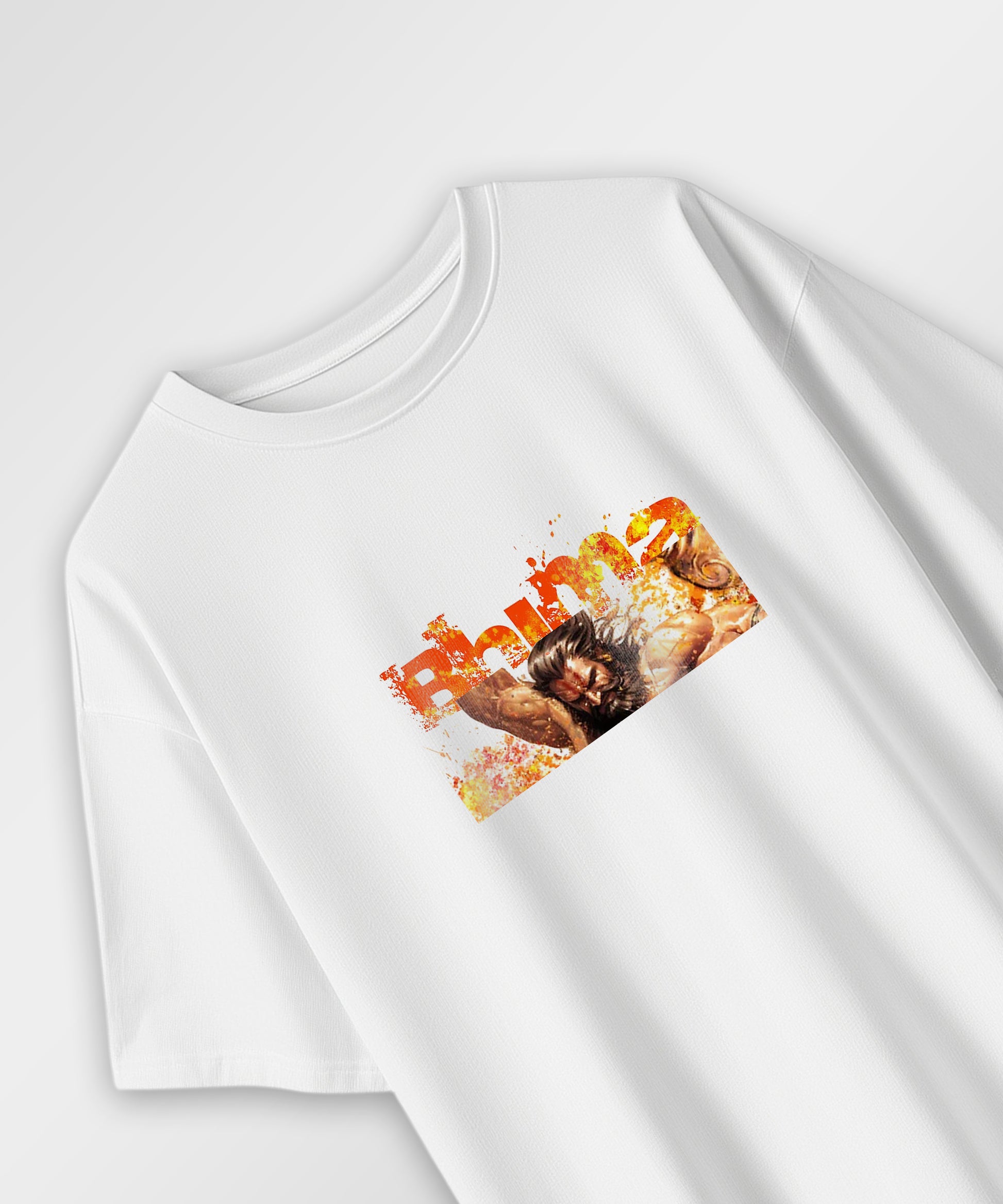 J&JP Men Oversized T-Shirt Bhima Printed- White