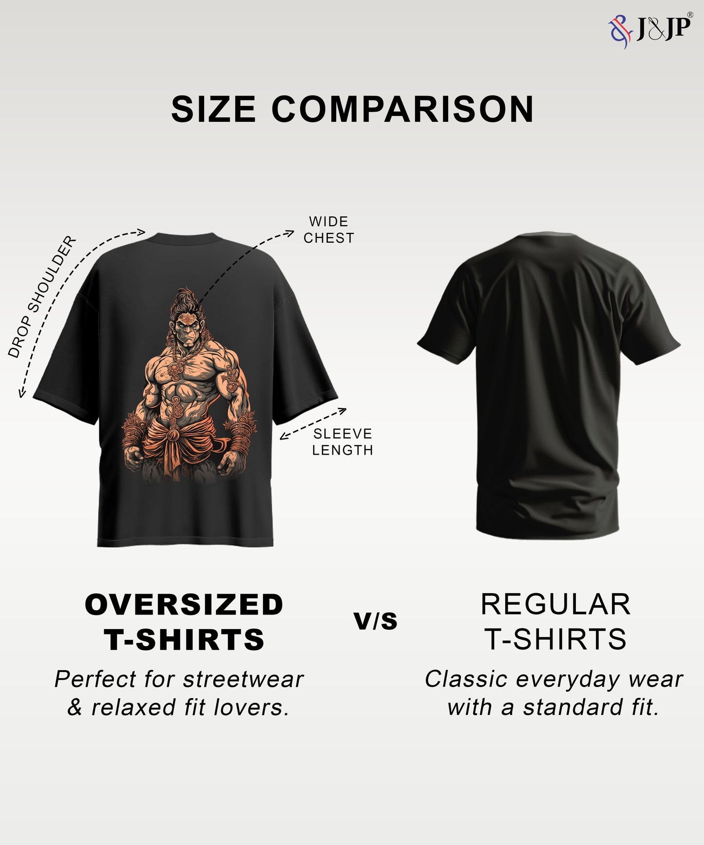 J&JP Men Oversized T-Shirt Hanuman Printed- Black