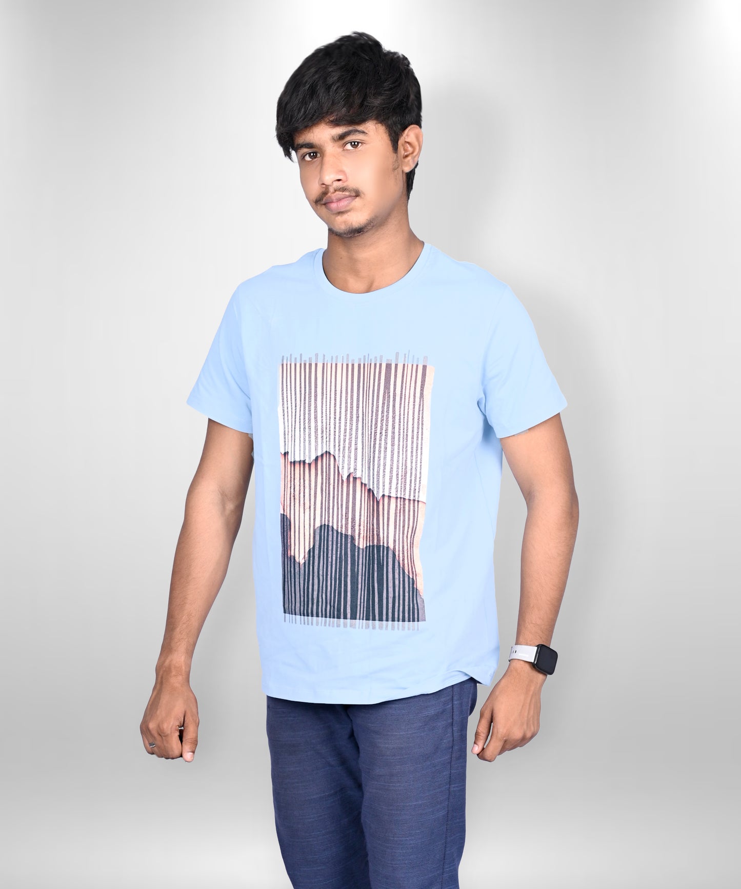 J&JP Men's Graphic Prined Half sleeve Tshirt-Blue