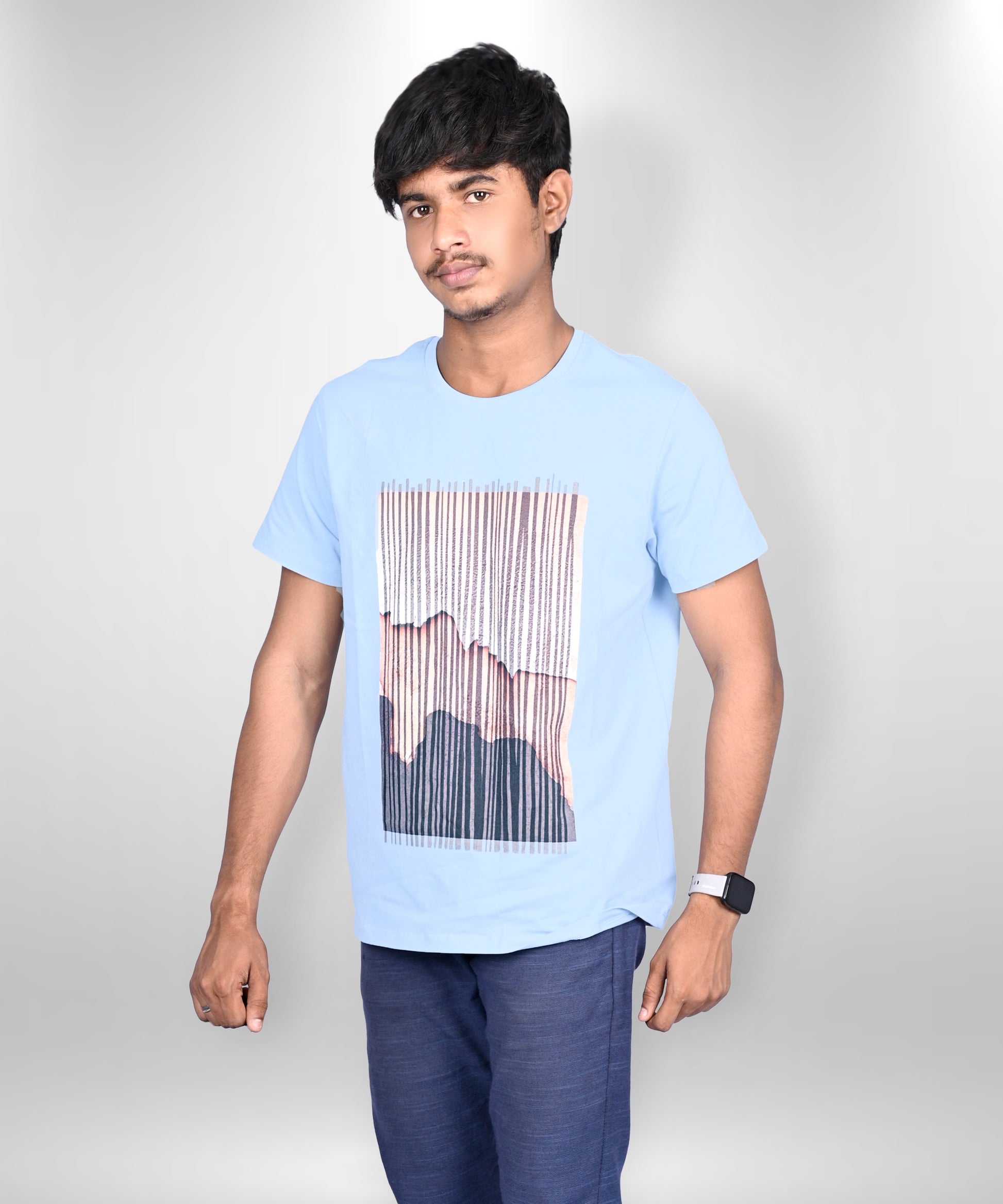 J&JP Men's Graphic Prined Half sleeve Tshirt-Blue