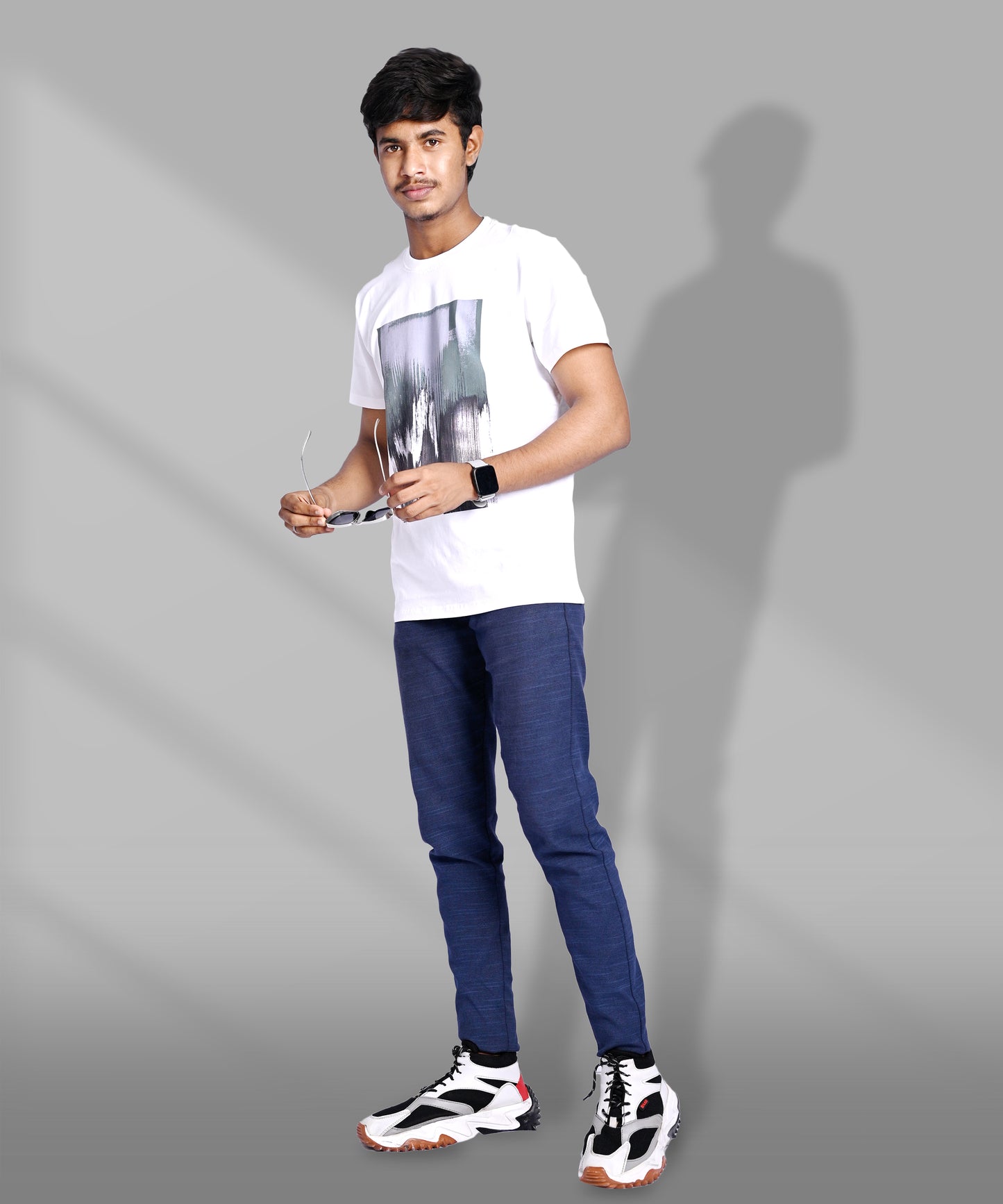 J&JP Men's Graphic Prined Half sleeve Tshirt-White