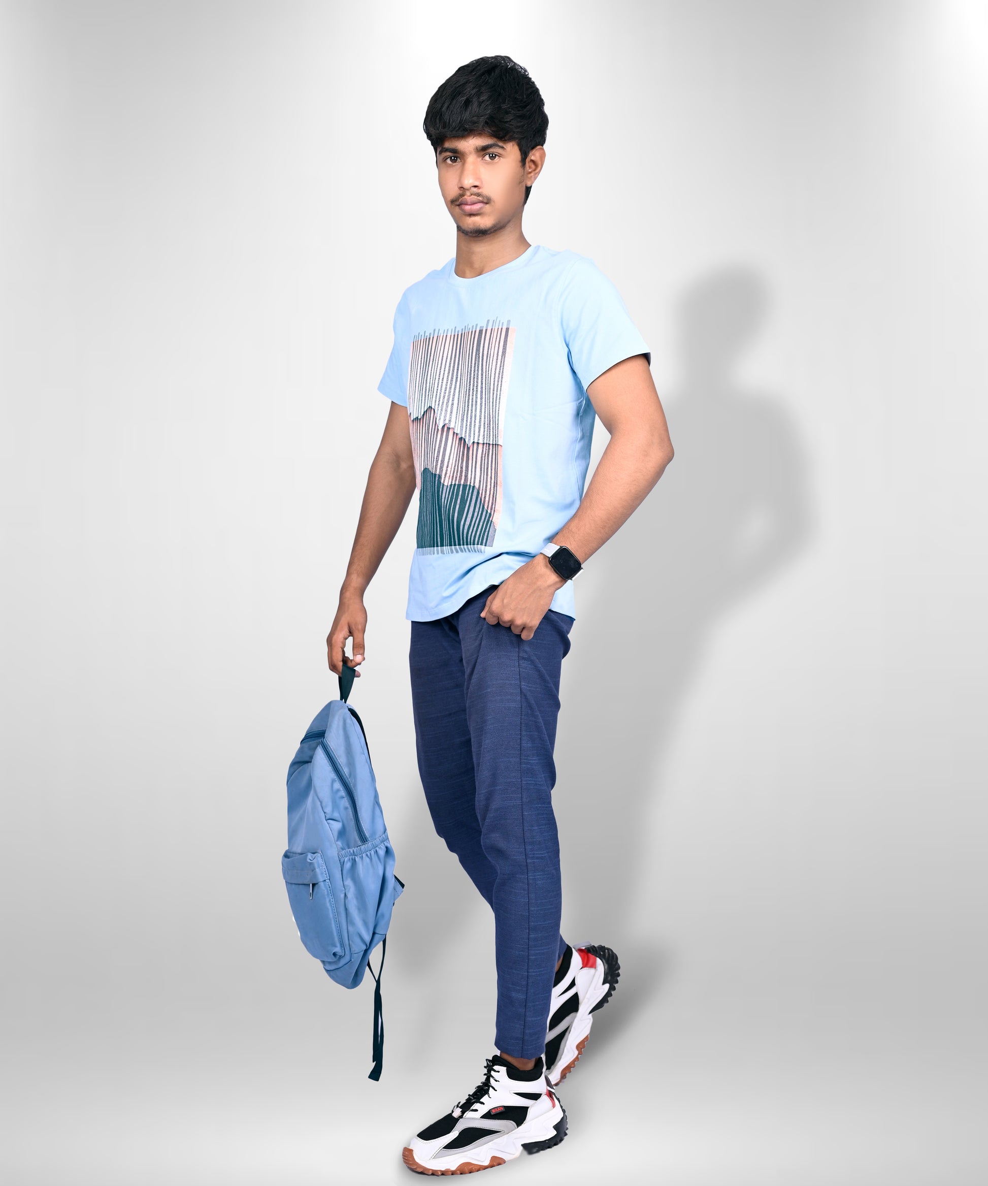 J&JP Men's Graphic Prined Half sleeve Tshirt-Blue