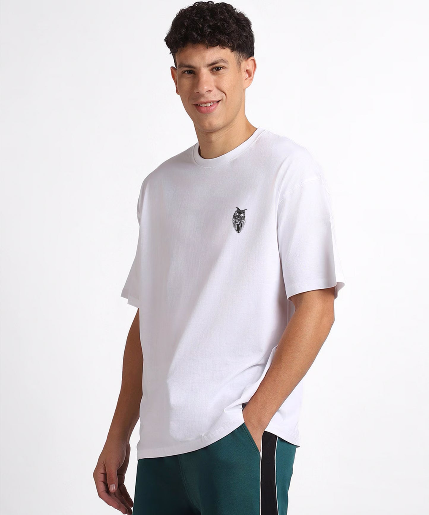 J&JP Men Oversized Back Printed T-shirt - White