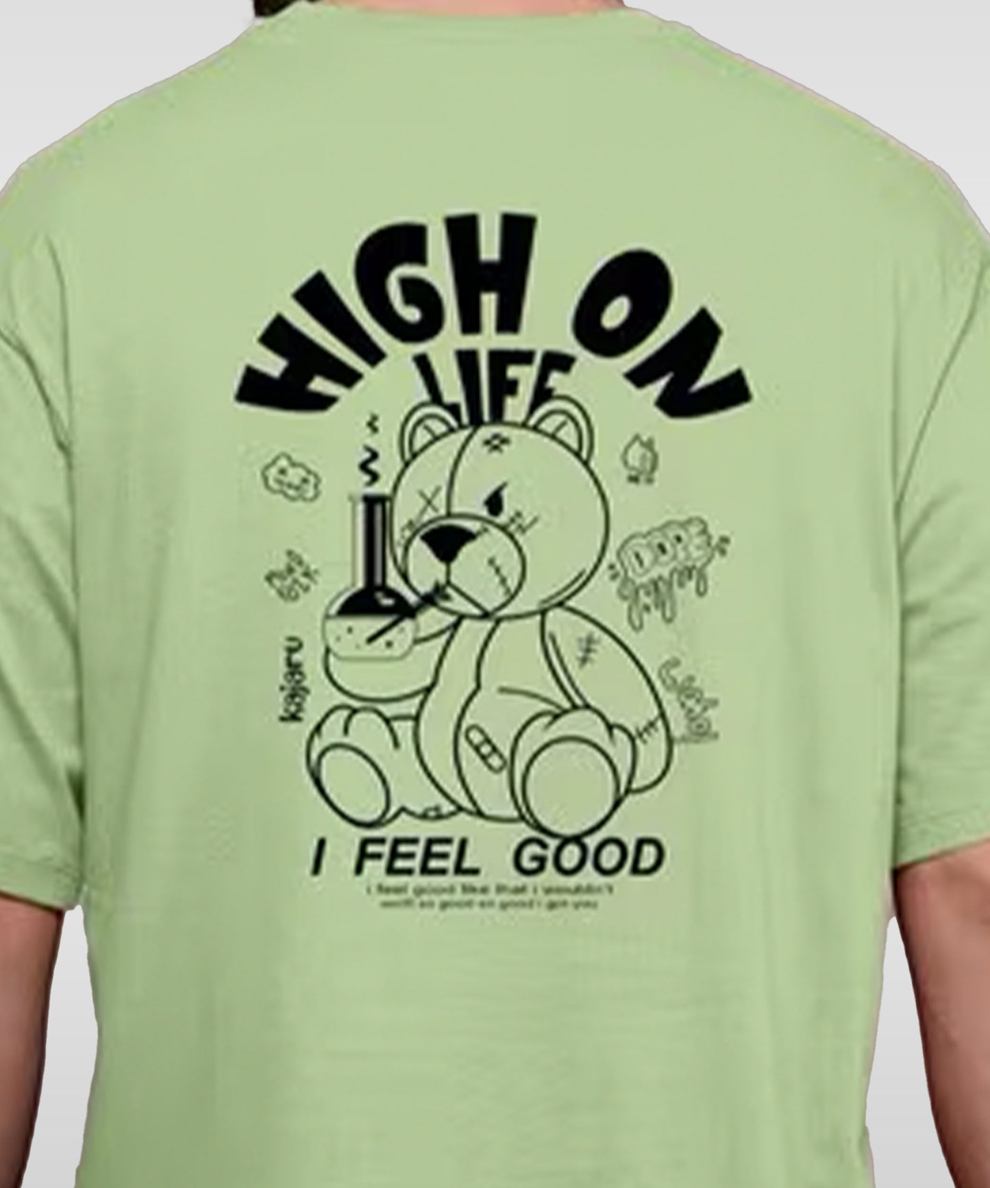 J&JP Men Oversized Back Printed T-Shirt-Green