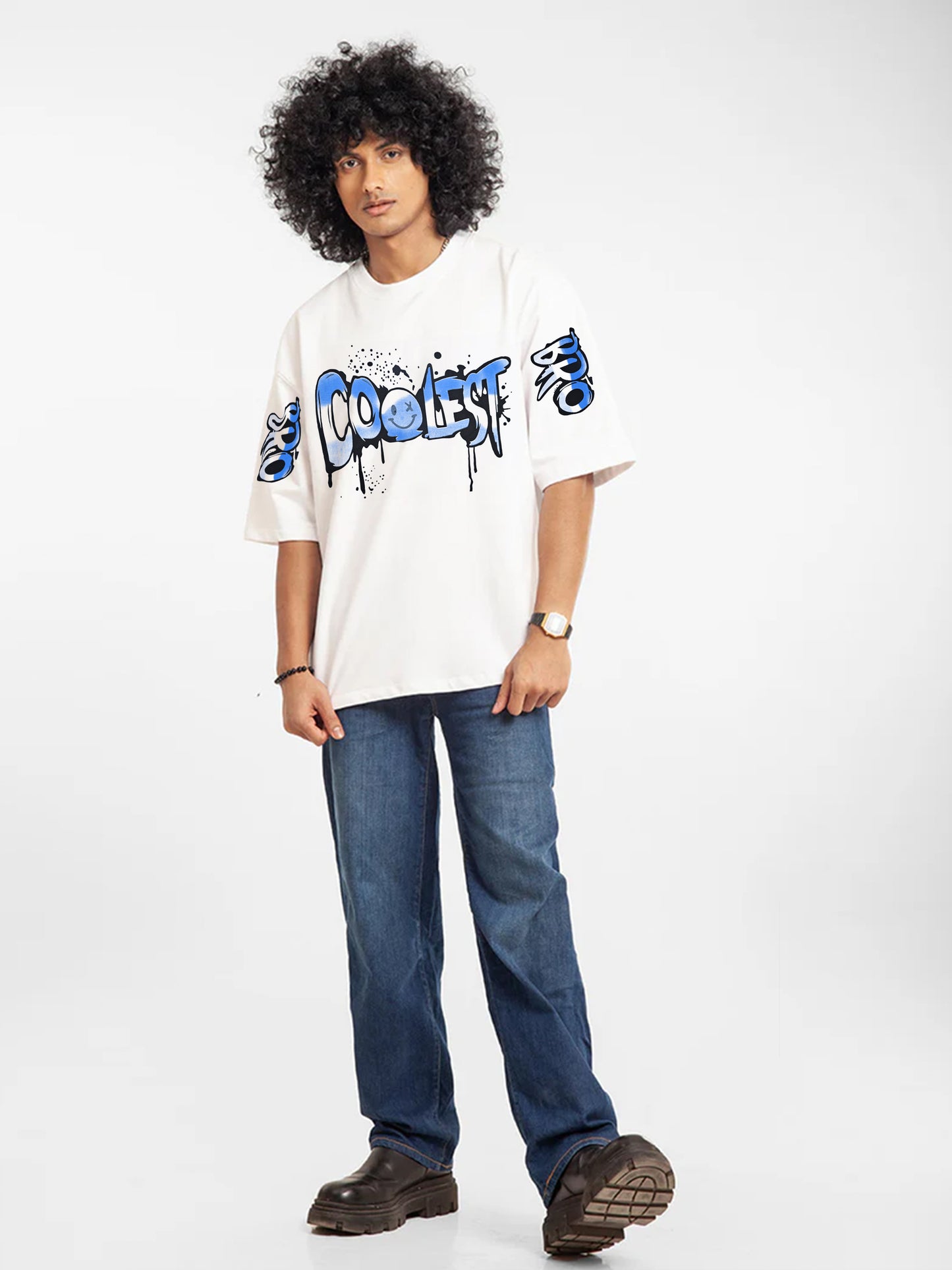 J&JP Mens oversized Puff Printed Tshirt