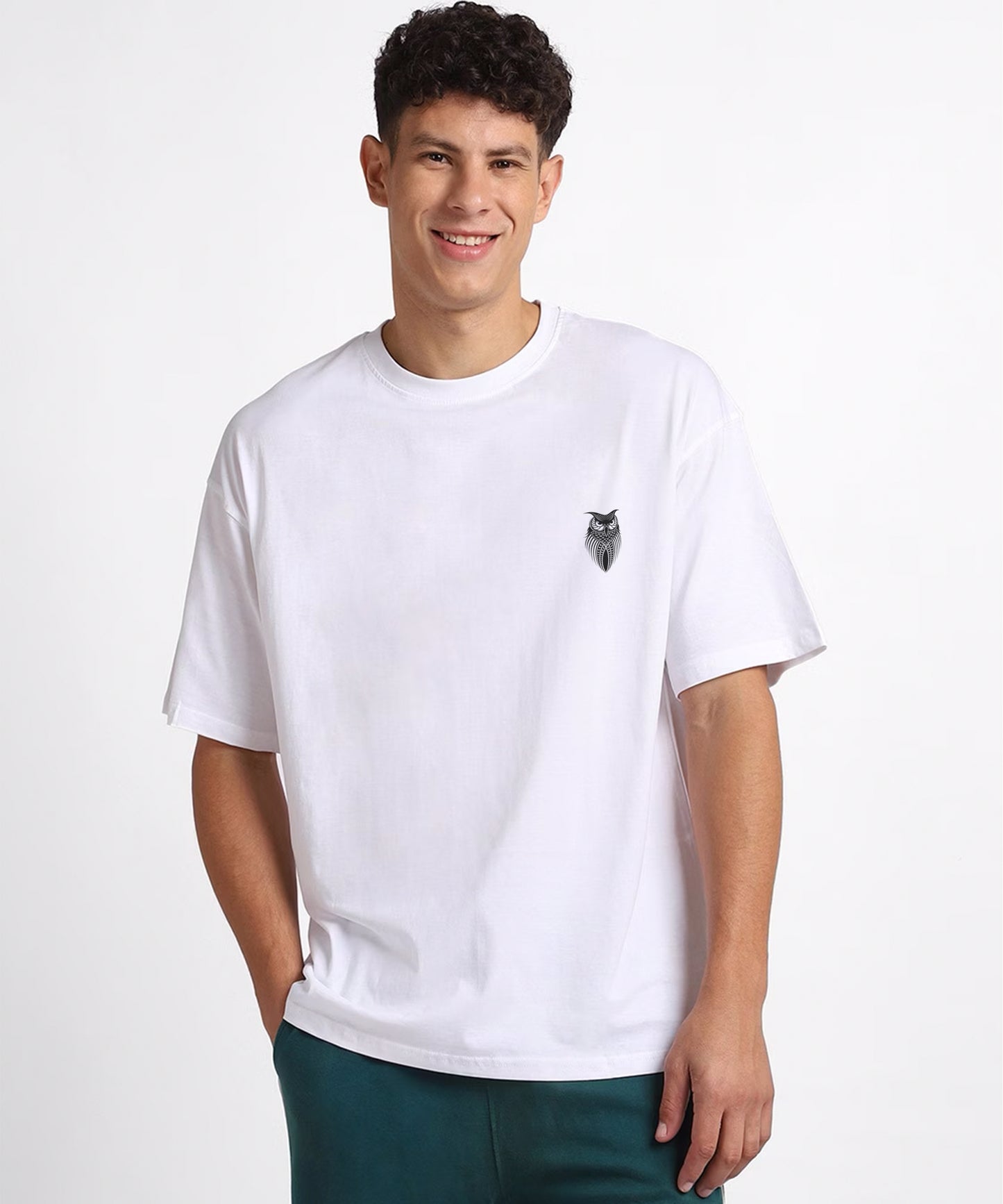 J&JP Men Oversized Back Printed T-shirt - White