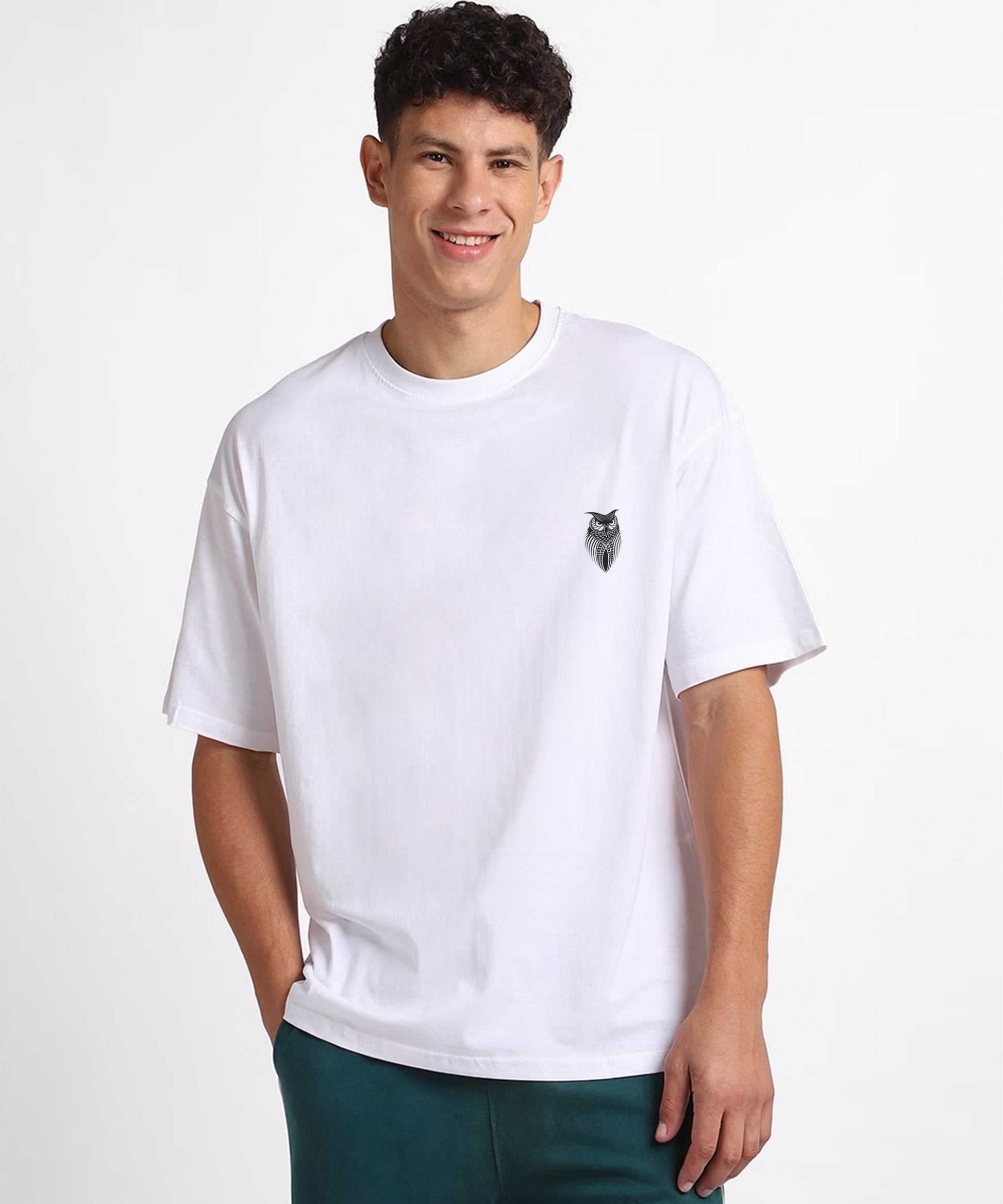 J&JP Men Oversized Back Printed T-shirt - White