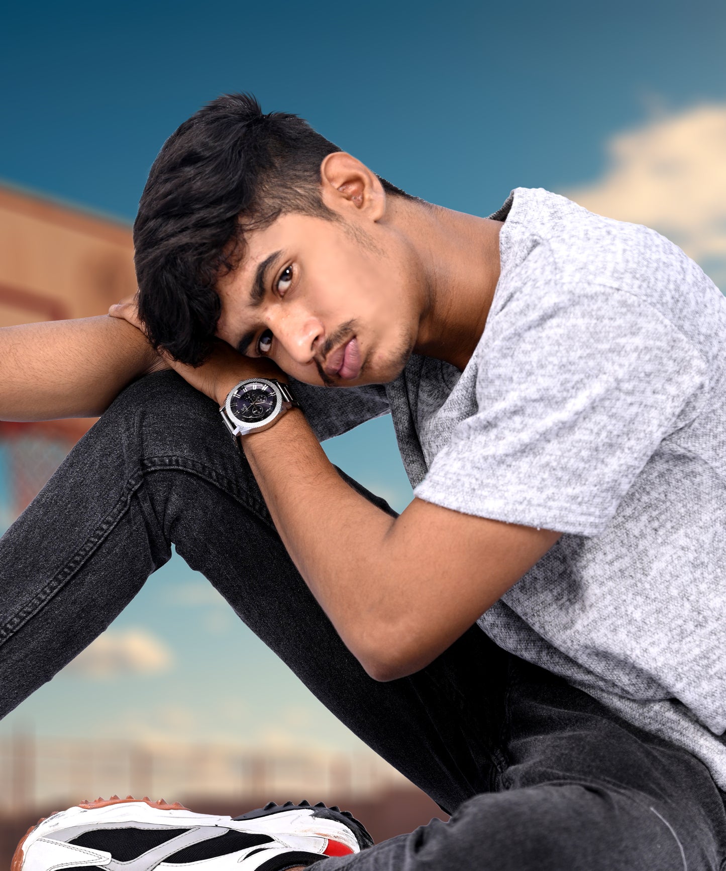 J&JP Texture Printed grey tshirt