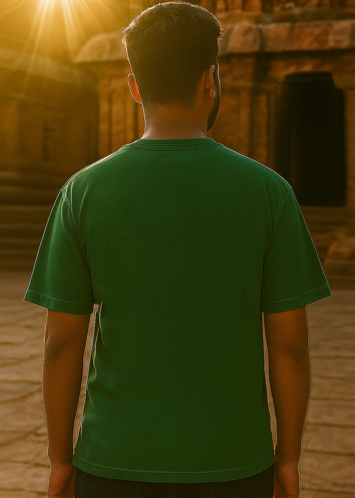 J&JP Men's Marutham Printed Five Sleeve T-shirt- Green