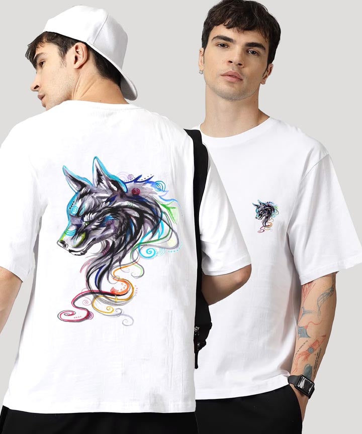 Men's White Oversized Back Printed T-Shirt - J&JP, Buy Now