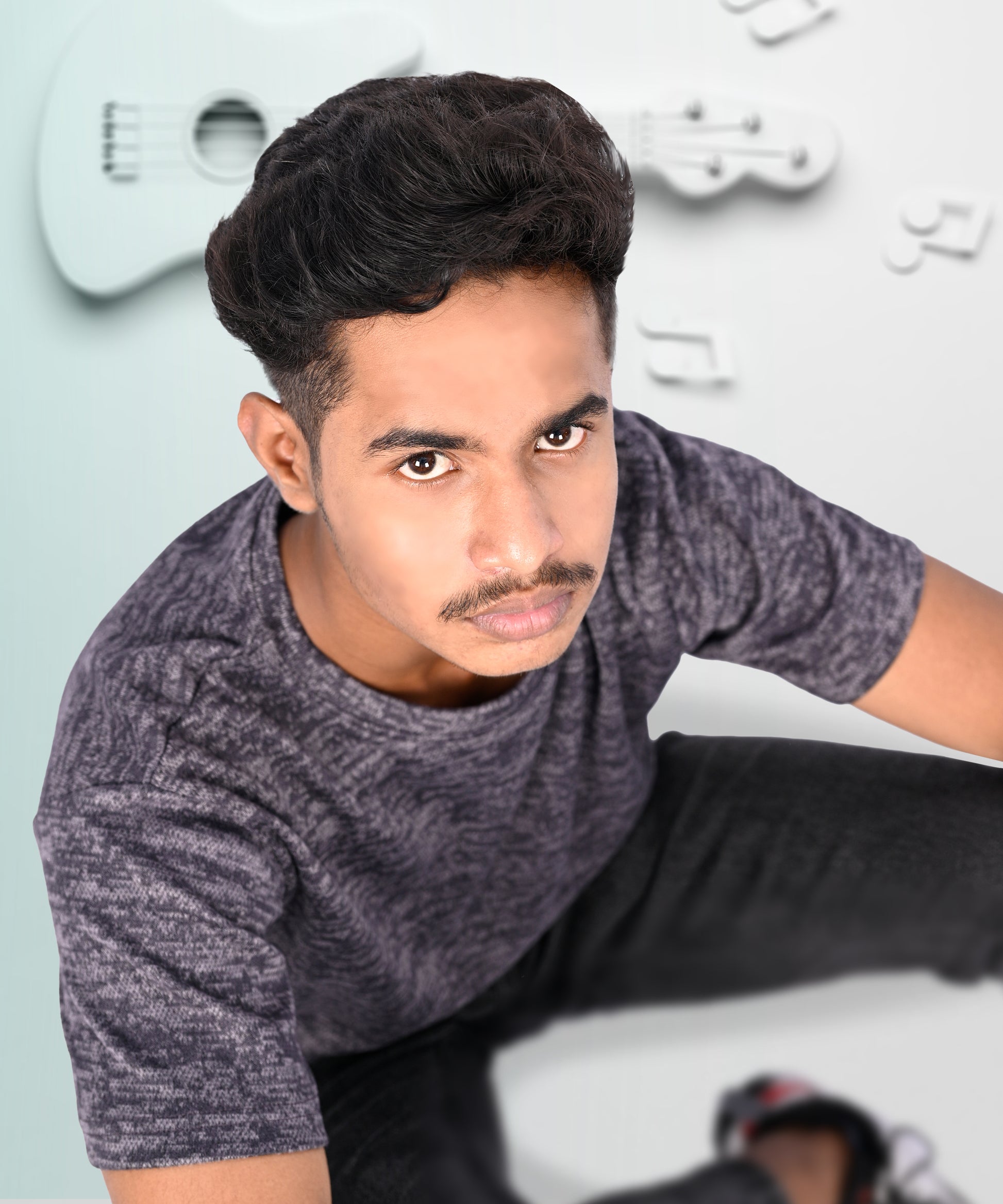 J&JP Texture Printed Dark Grey Tshirt