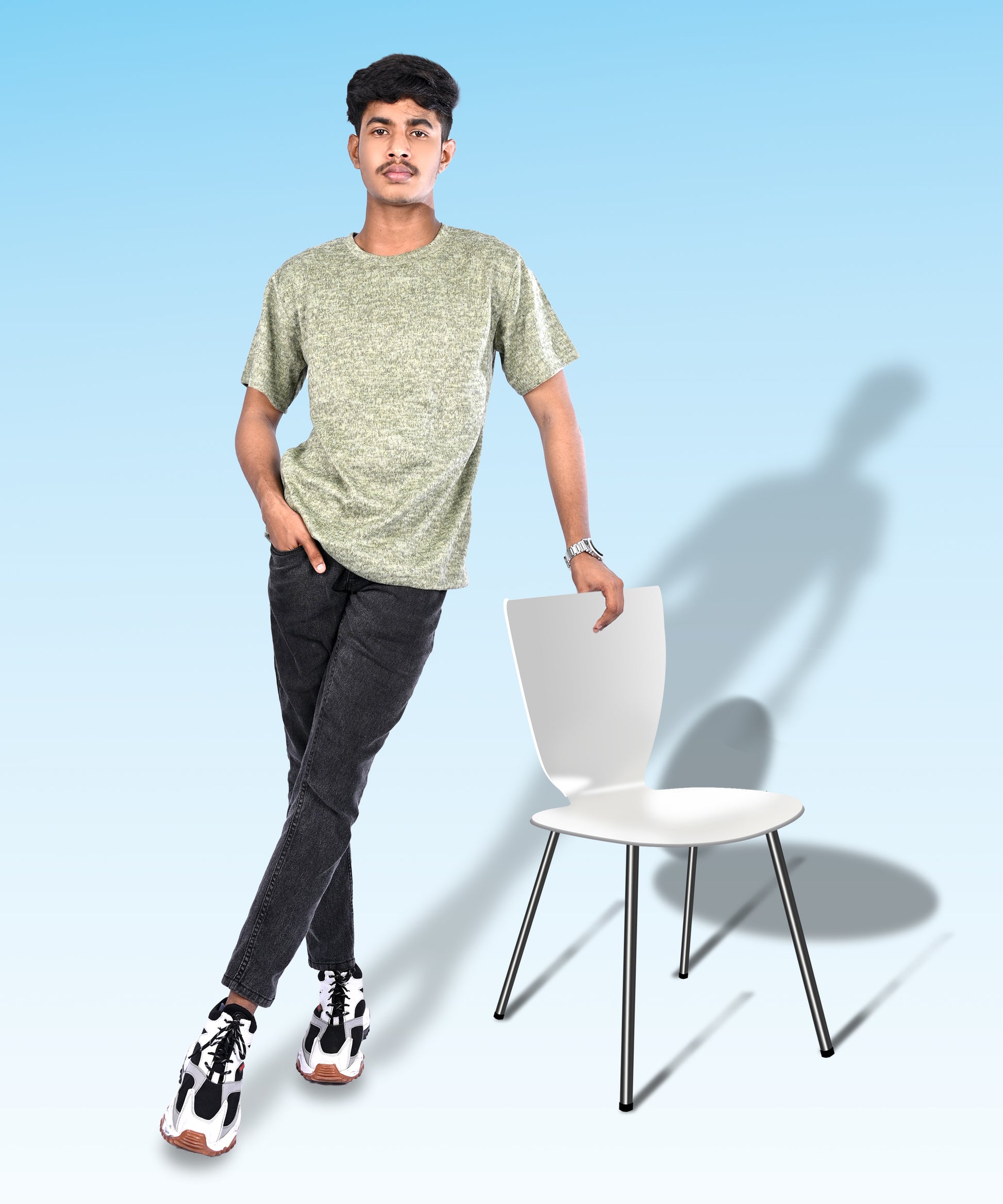 J&JP Texture Printed Olive green tshirt