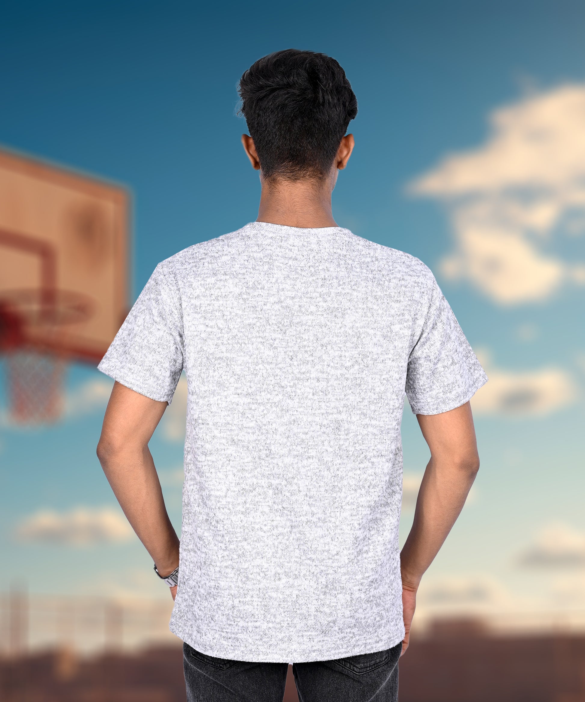 J&JP Texture Printed grey tshirt