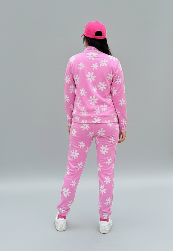 Women Flower Printed Pant Set- Pink
