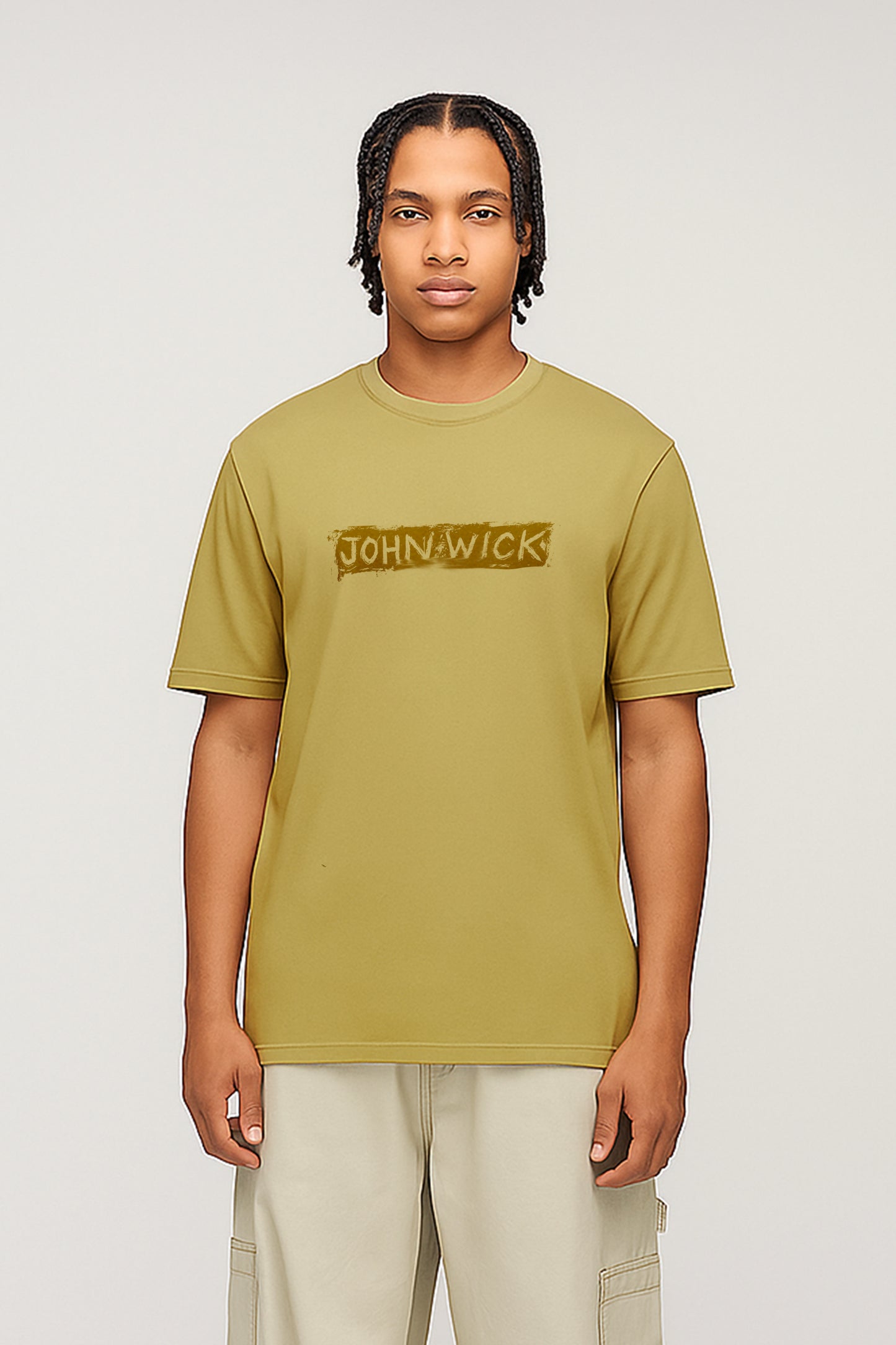 John wick printed T-shirt-Beige