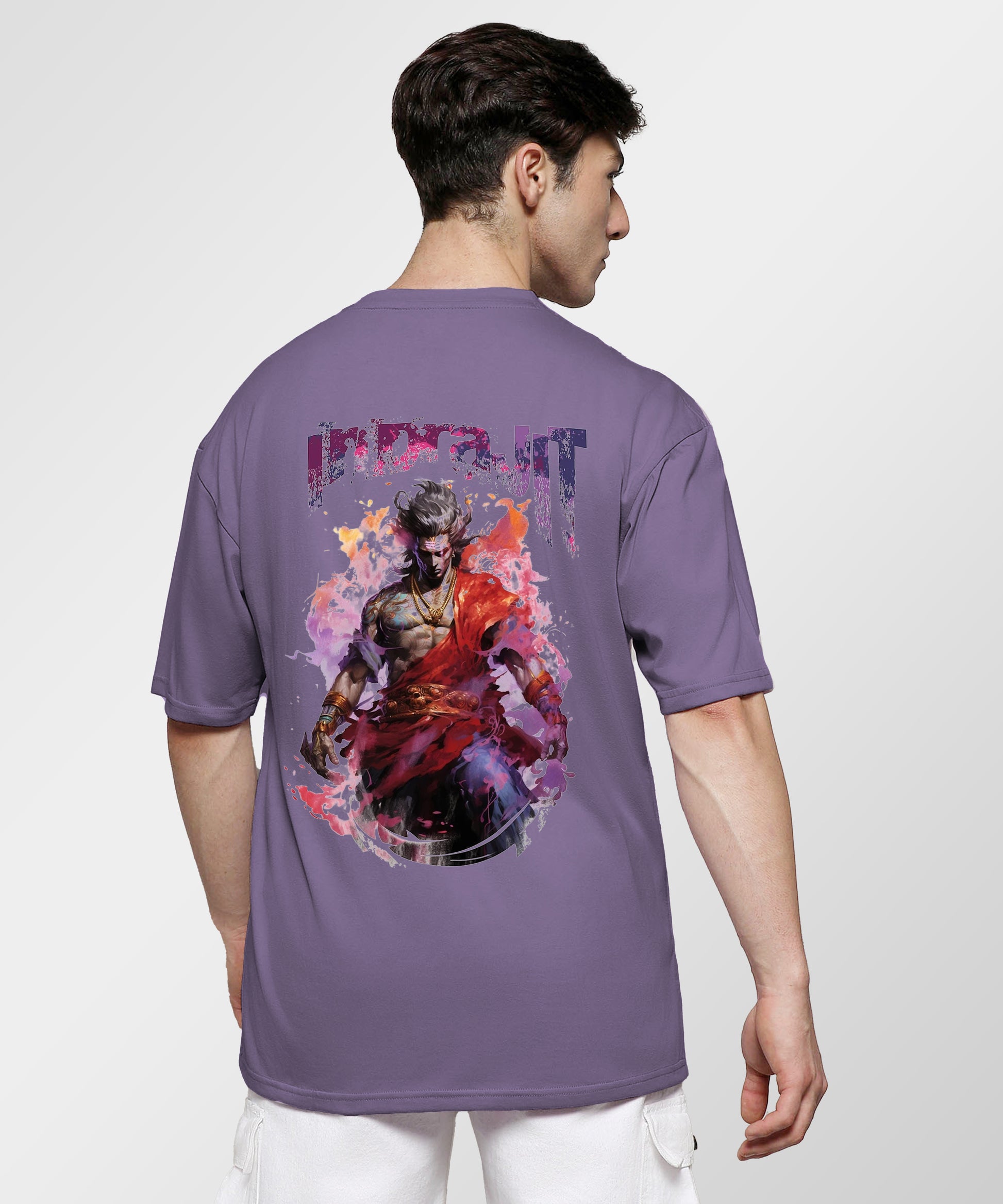J&JP Men Oversized T-Shirt Indrajit Printed- Purple