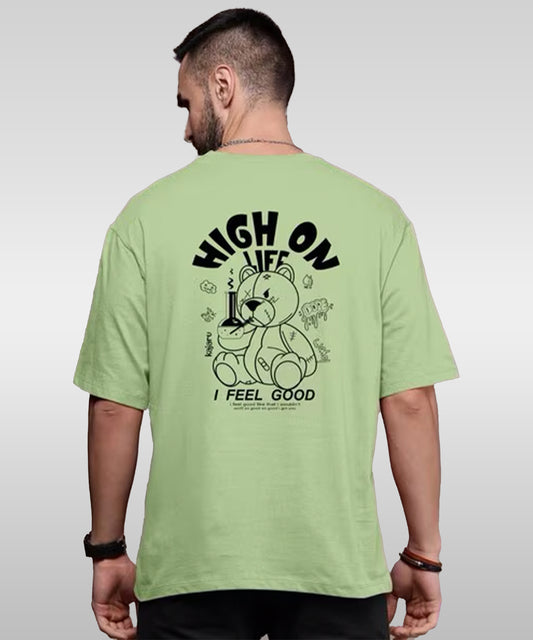 J&JP Men Oversized Back Printed T-Shirt-Green