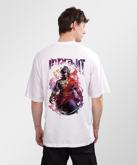 J&JP Men Oversized T-Shirt Indrajit Printed- White