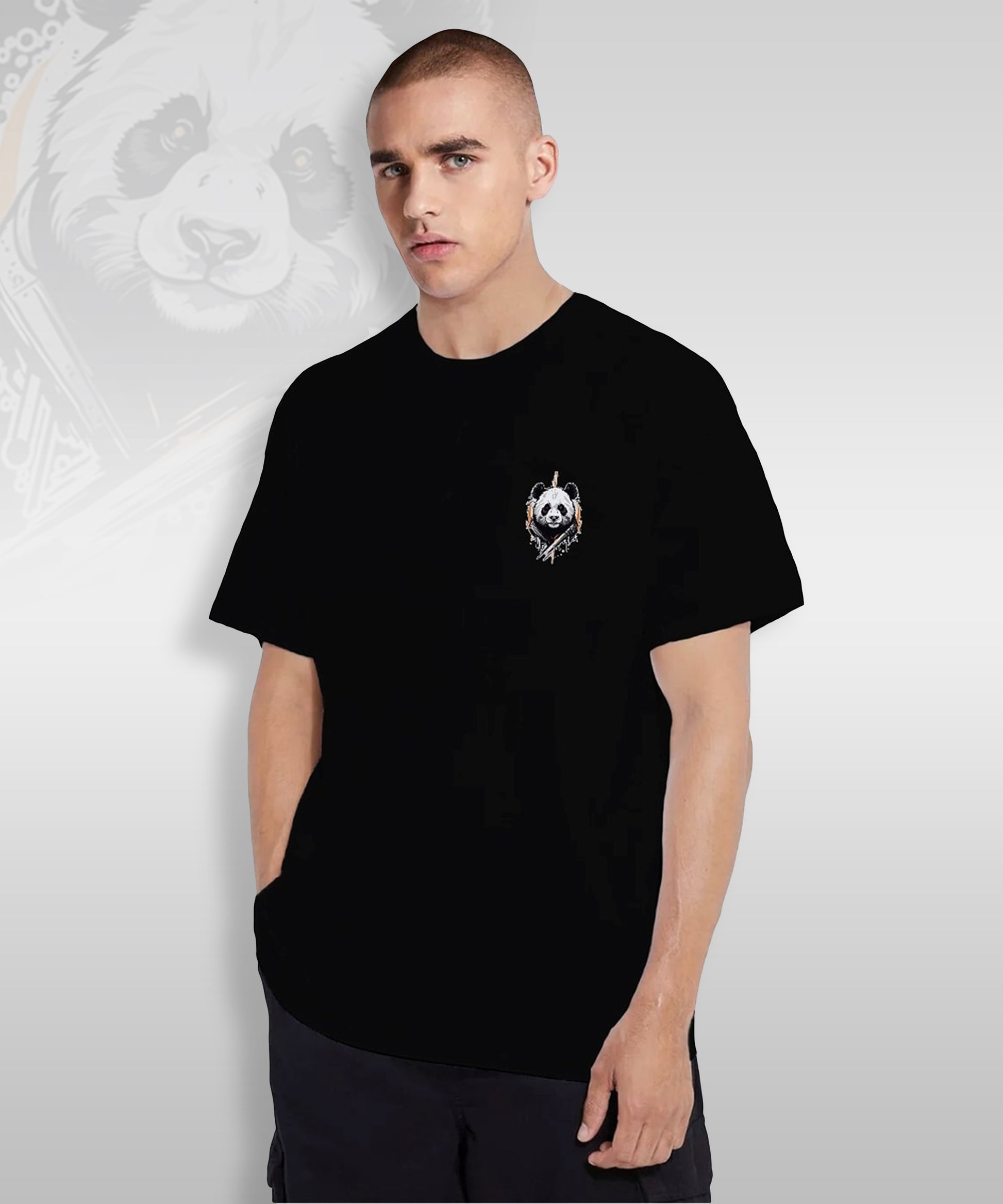 J&JP Men Oversized Back Printed T-Shirt-Black