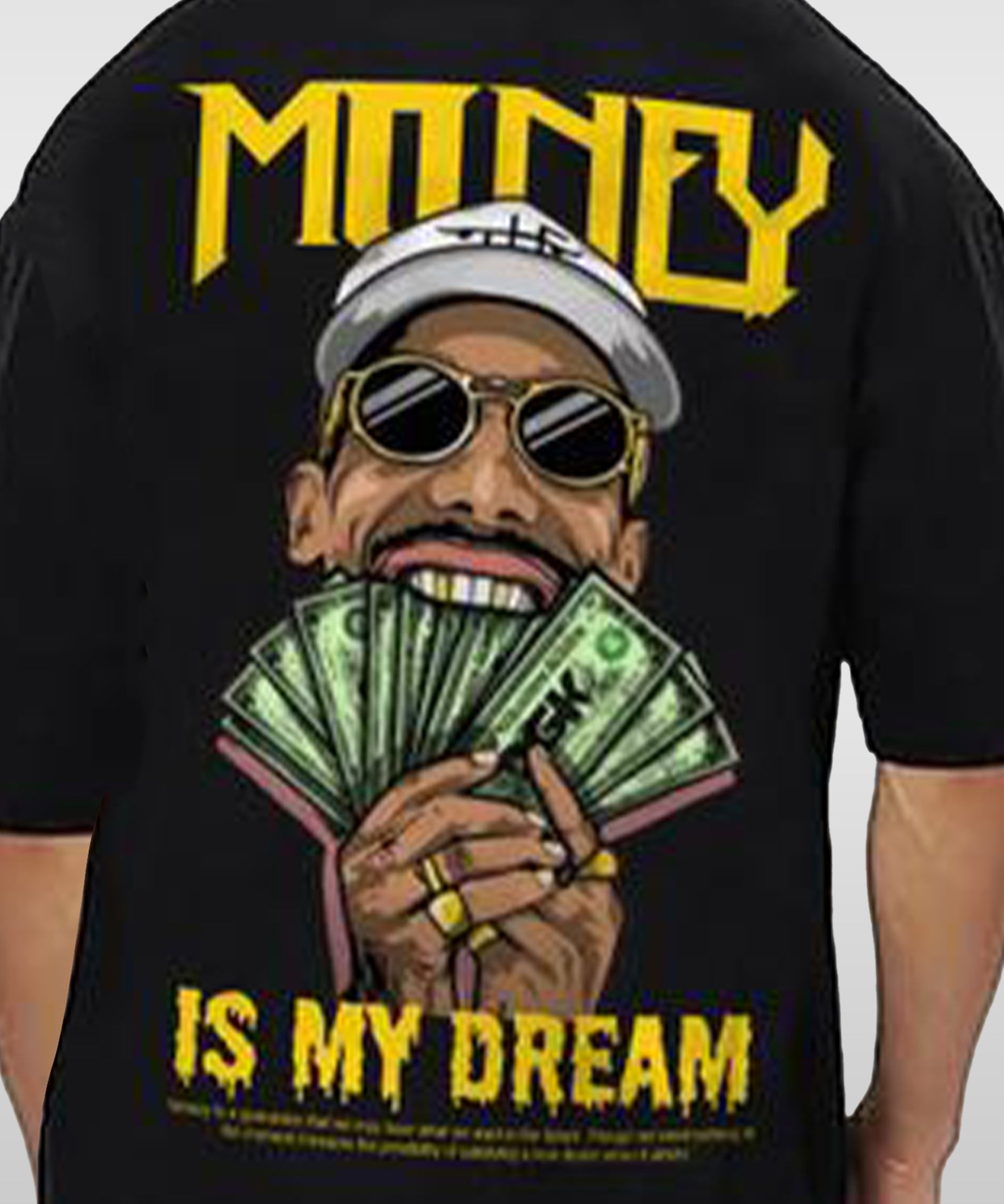 J&JP Men Oversized Back Printed T-Shirt-Black