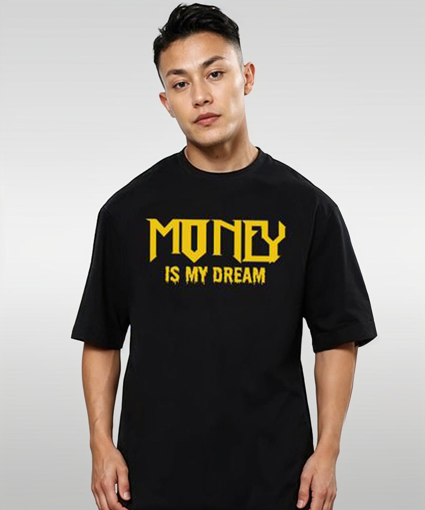 J&JP Men Oversized Back Printed T-Shirt-Black