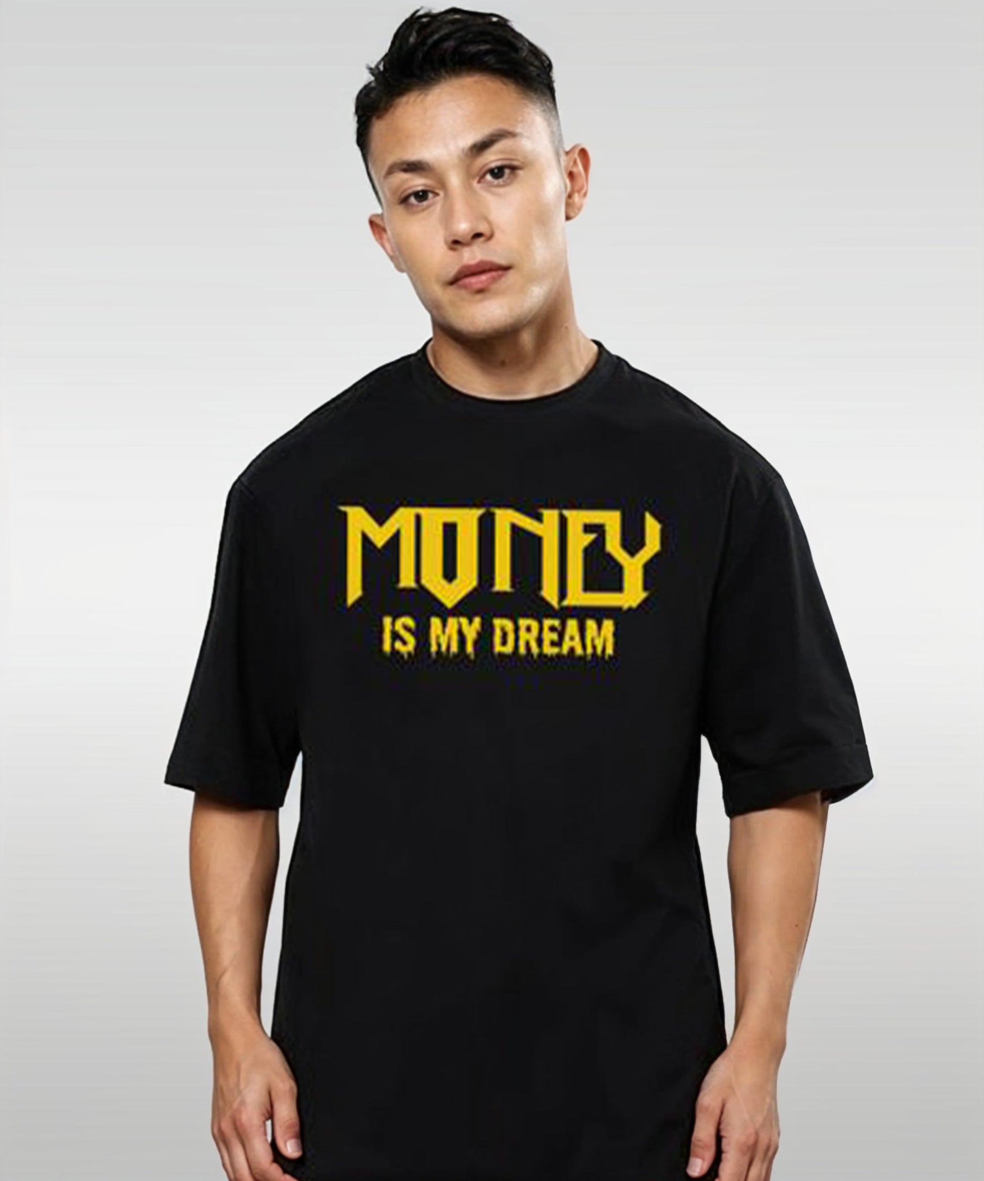 J&JP Men Oversized Back Printed T-Shirt-Black