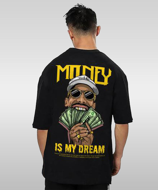 J&JP Men Oversized Back Printed T-Shirt-Black