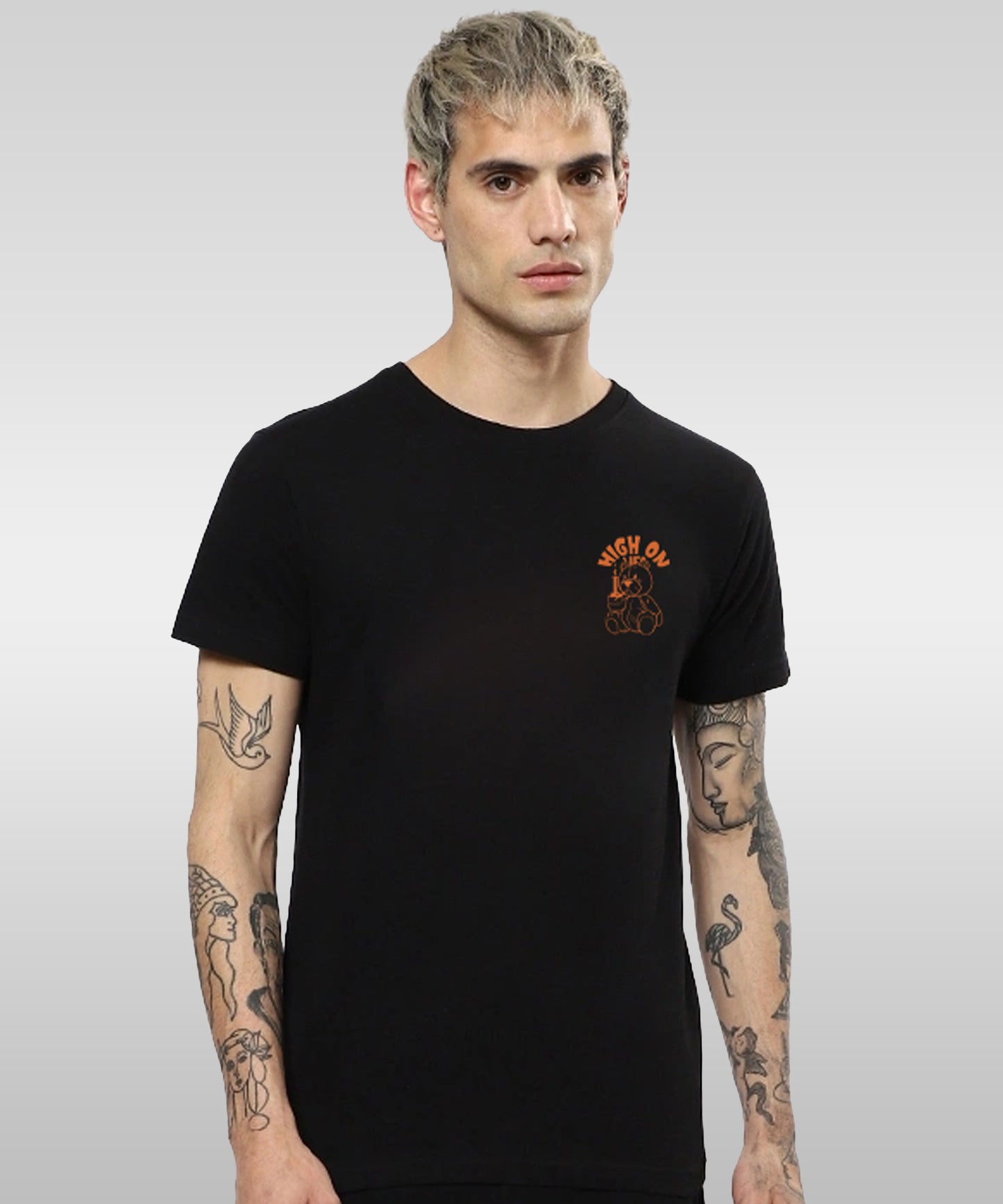 J&JP Men Oversized Back Printed T-Shirt-Black