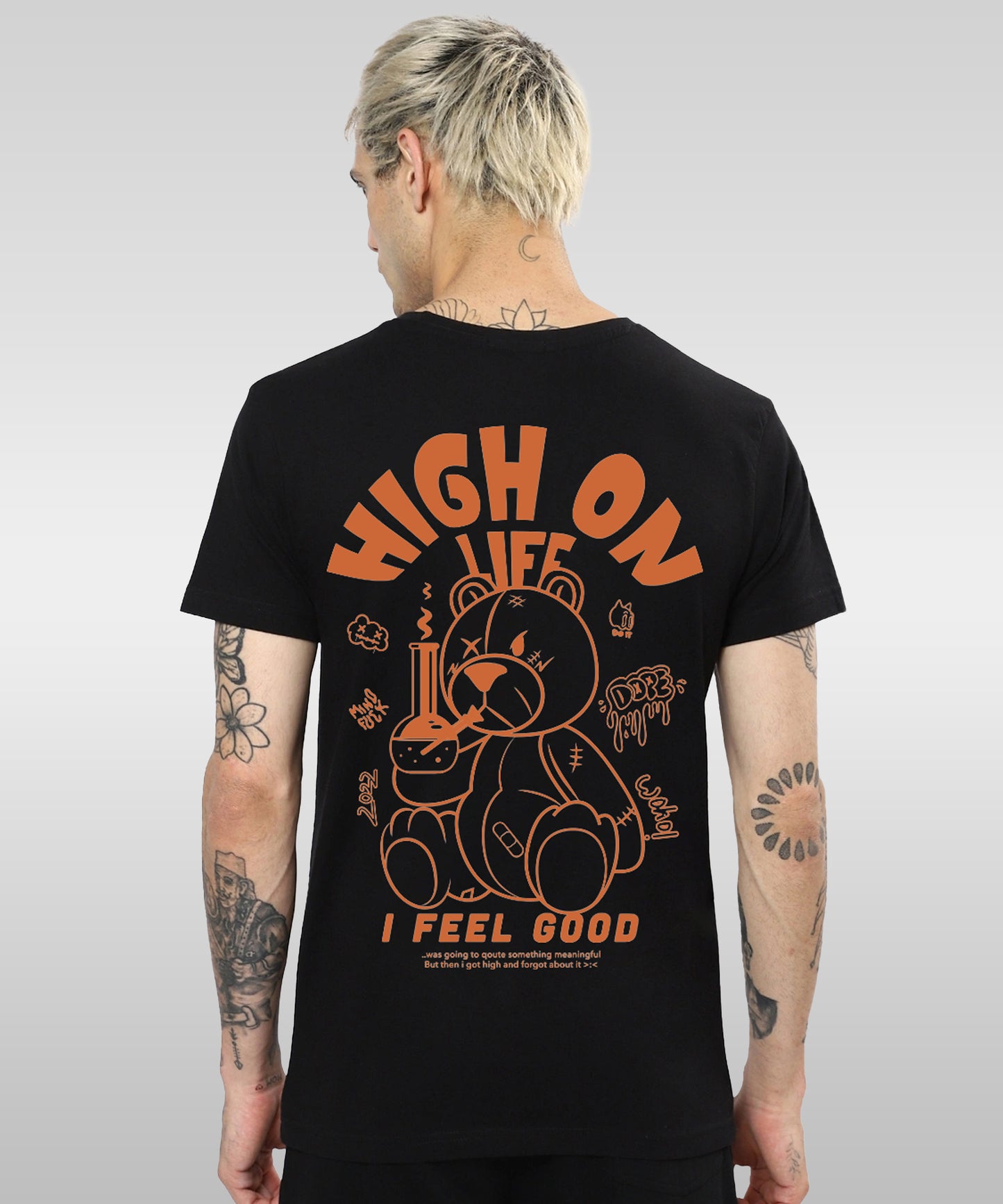 J&JP Men Oversized Back Printed T-Shirt-Black