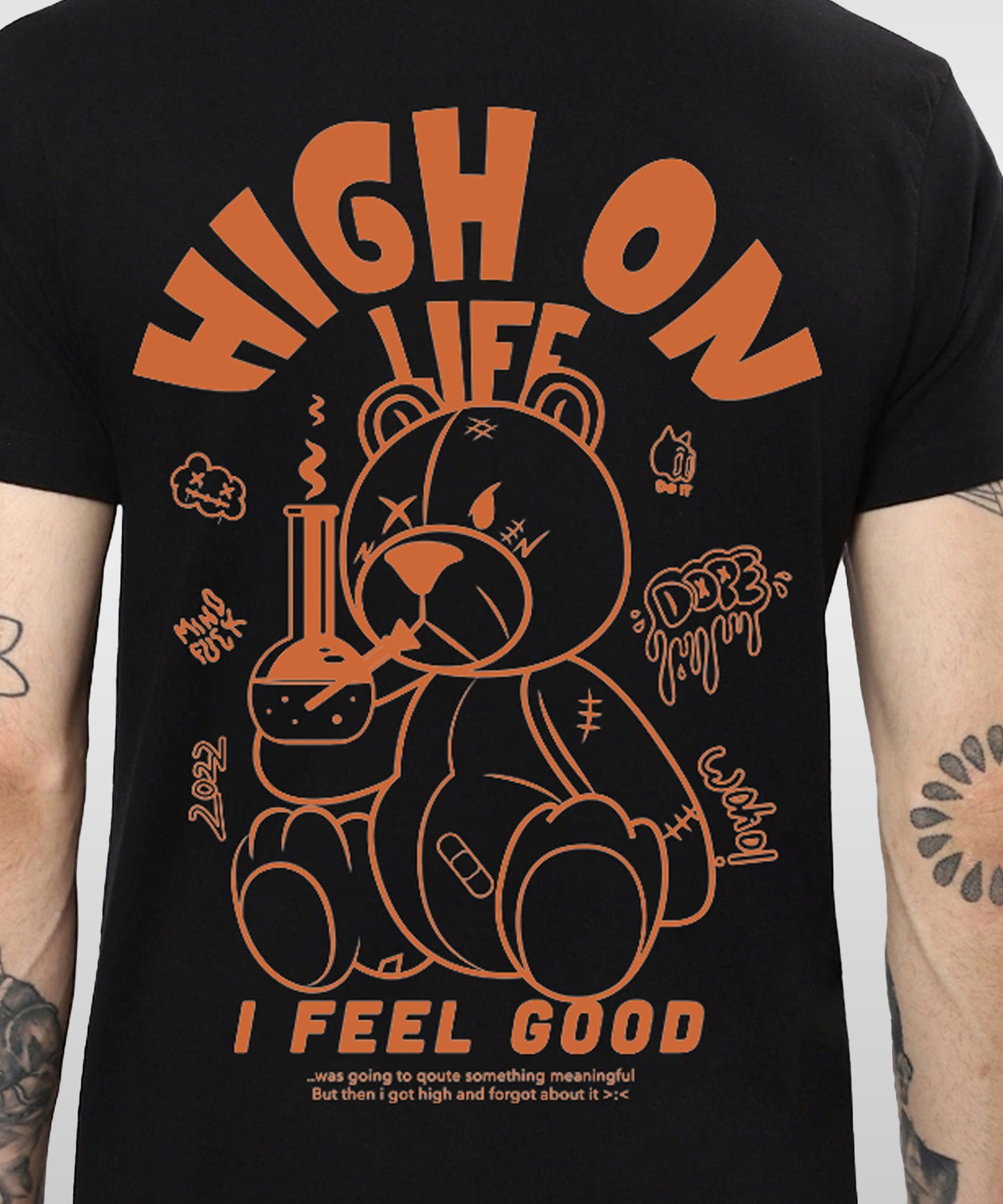 J&JP Men Oversized Back Printed T-Shirt-Black