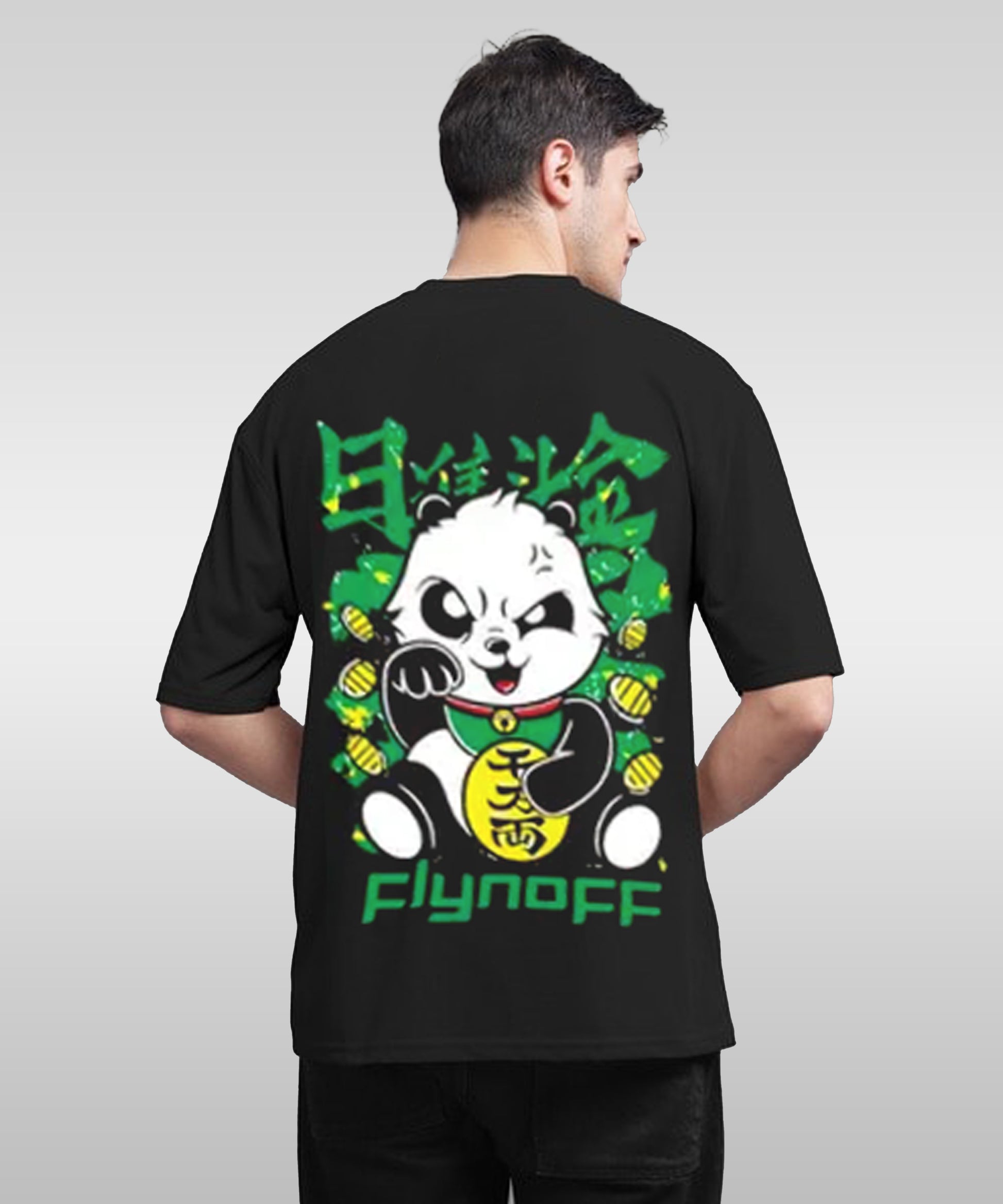 J&JP Men Oversized Back Printed T-Shirt-Black