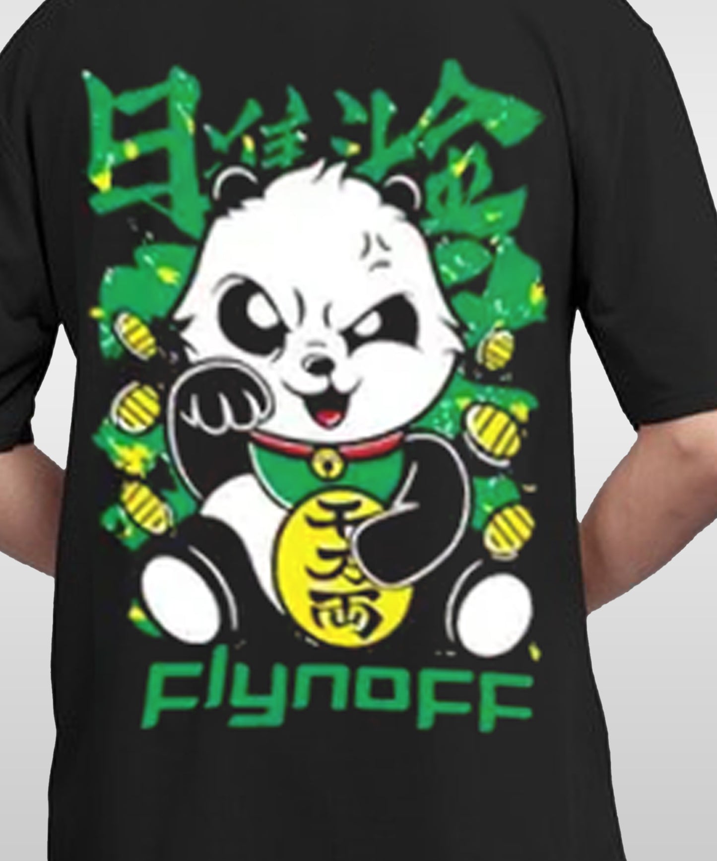 J&JP Men Oversized Back Printed T-Shirt-Black