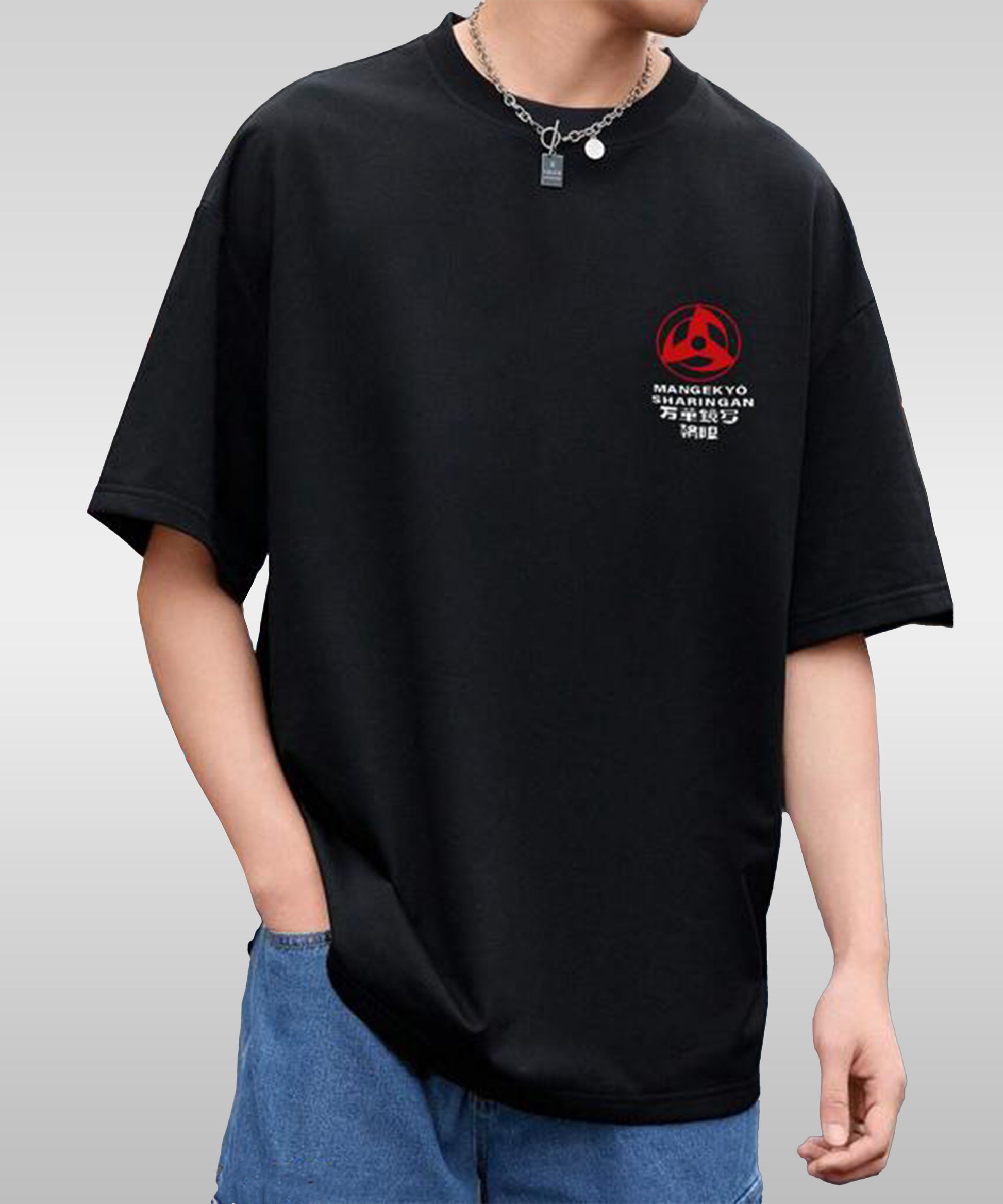 J&JP Men Oversized Back Printed T-Shirt-Black