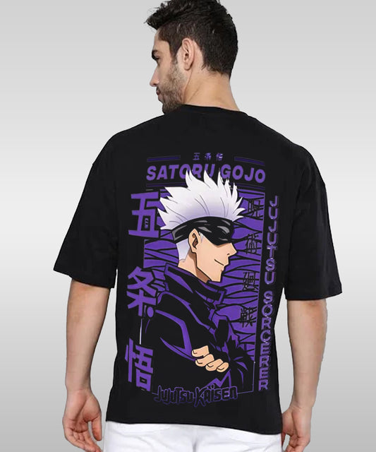 J&JP Men Oversized Back Printed T-Shirt-Black