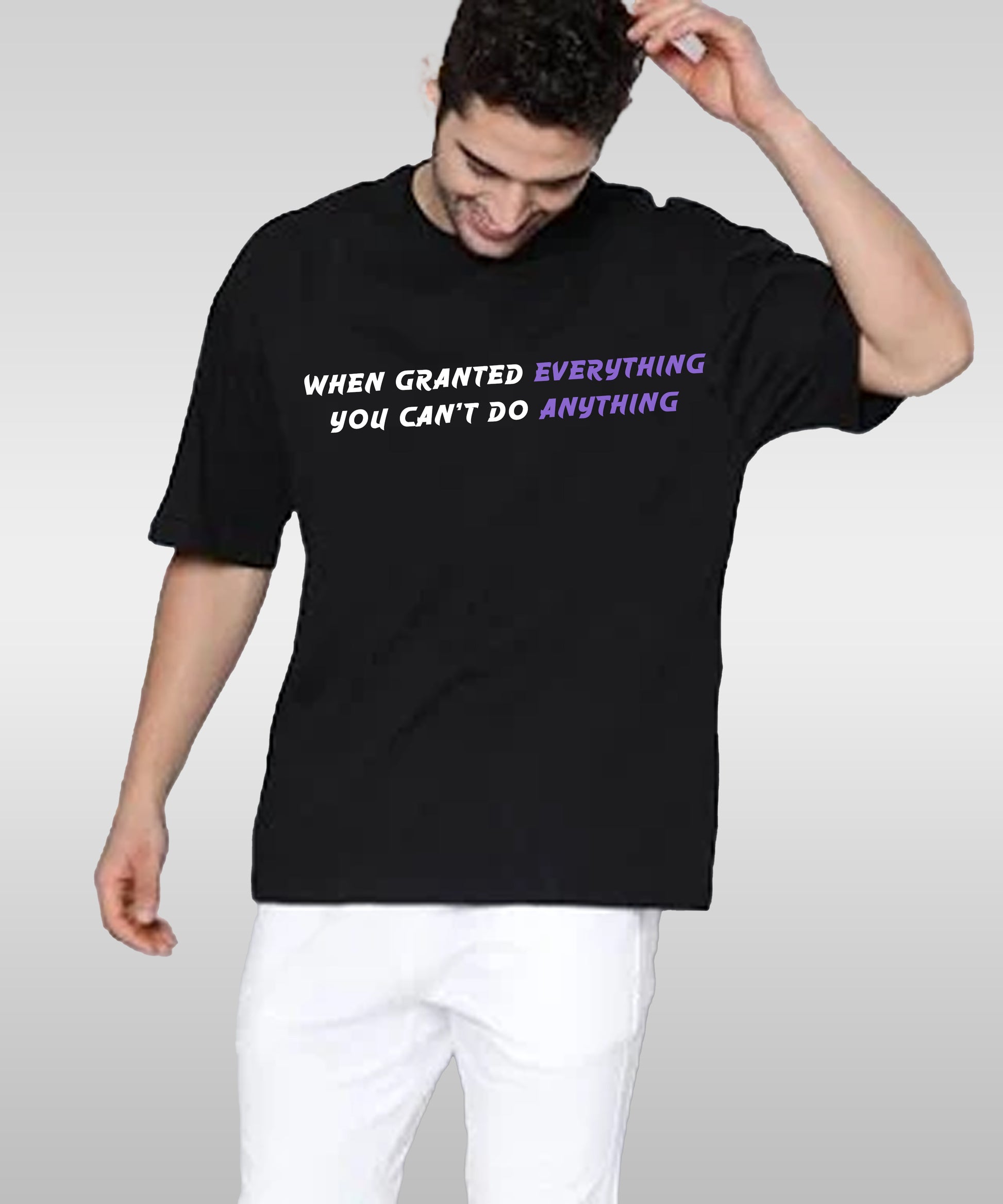 J&JP Men Oversized Back Printed T-Shirt-Black