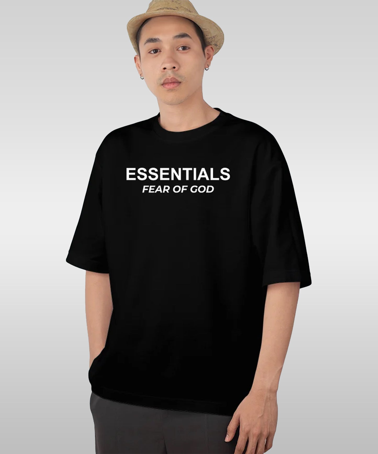 J&JP Men Oversized Back Printed T-Shirt-Black